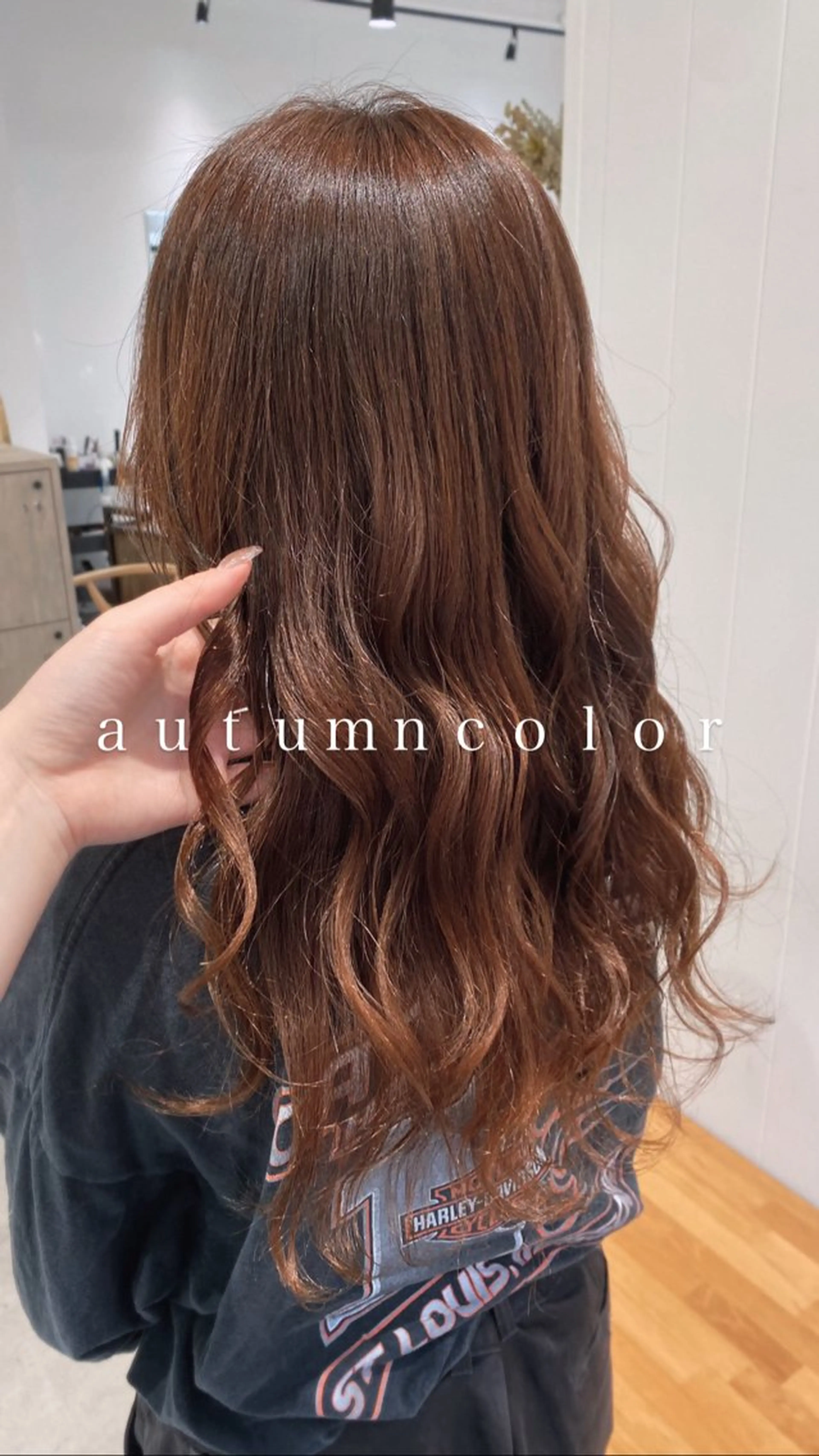 セミロング カラー ベージュカラー オレンジ オレンジベージュ hair shioのヘアスタイル