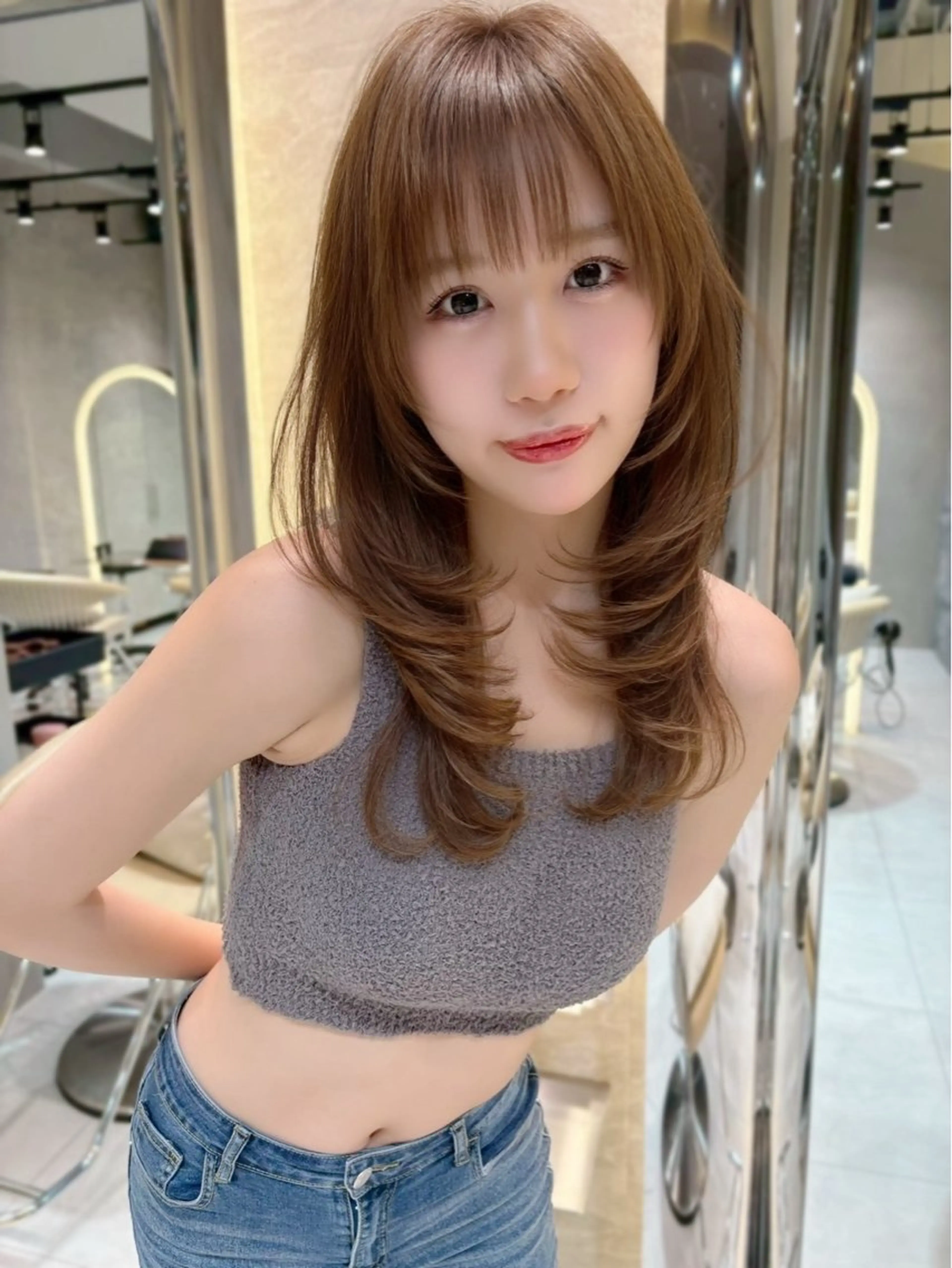 ミディアム カット ヘアカラー トリートメント ボブ・レイヤー タナカ レイヤのヘアスタイル