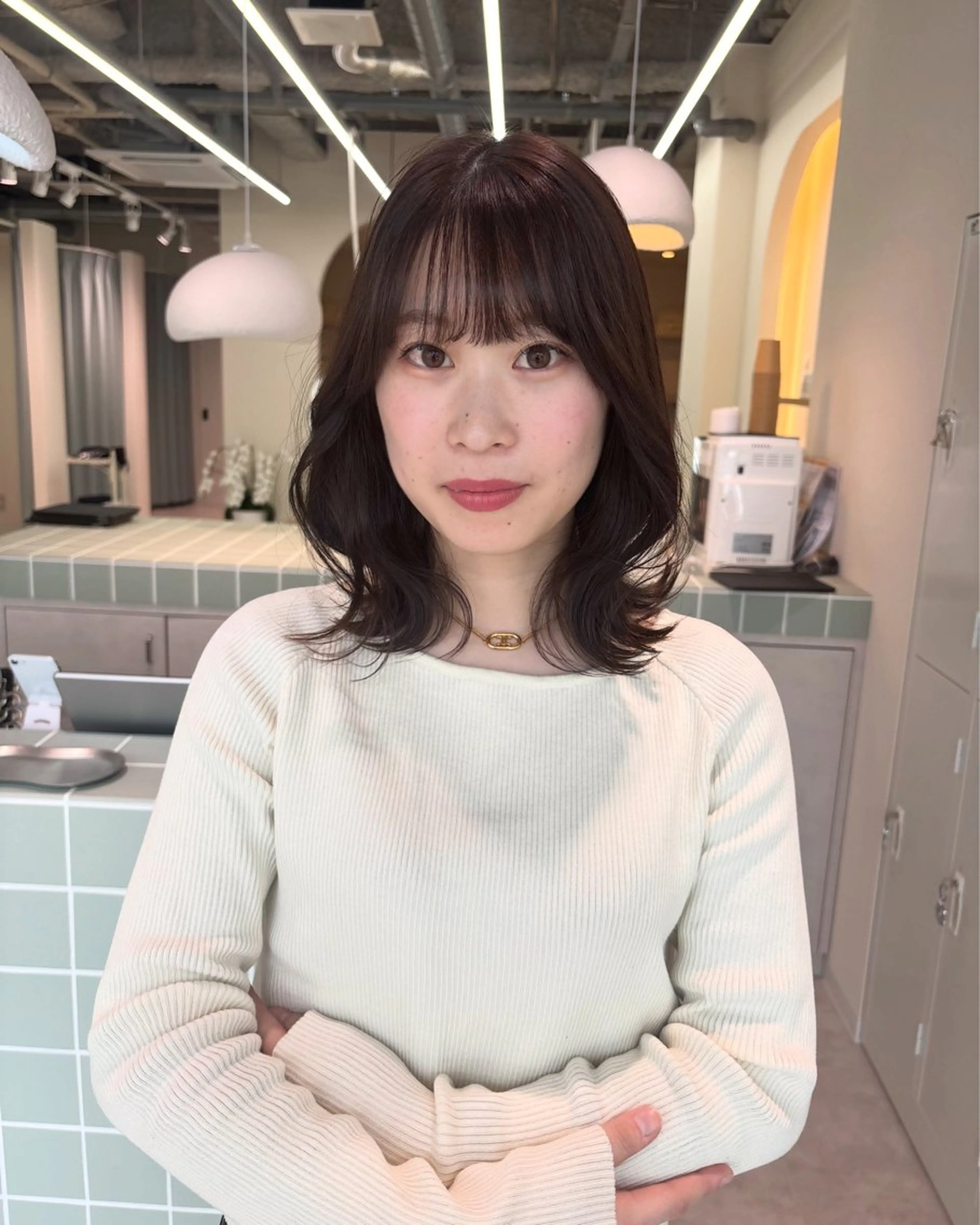 セミロング カラー カット ヘアカラー トリートメント ヘッドスパ 広島/ヘアセット /ベージュ/わかなのヘアスタイル