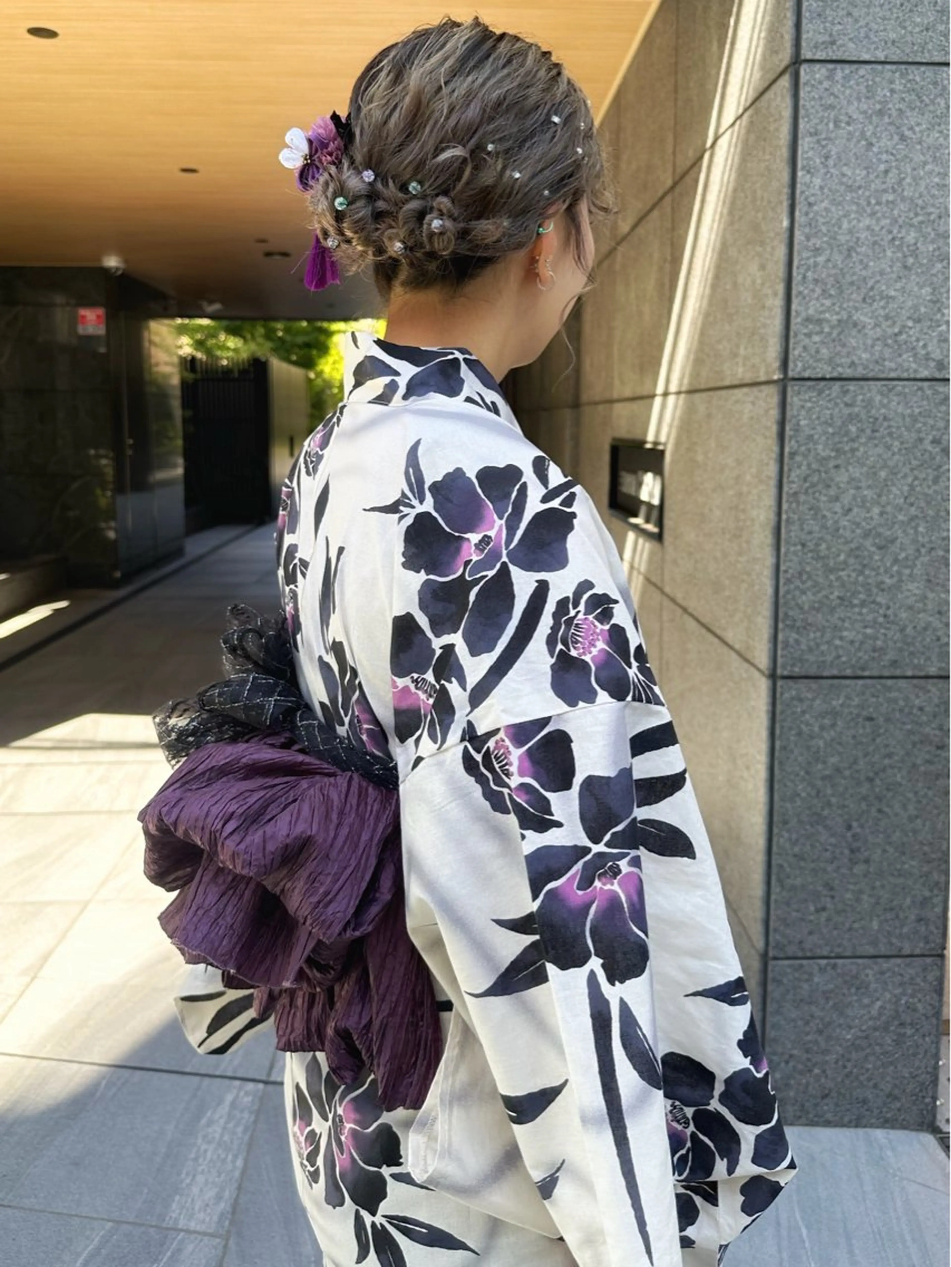 セミロング ヘアアレンジ 浴衣 着付け hibiki/セット /透明感カラーのヘアスタイル