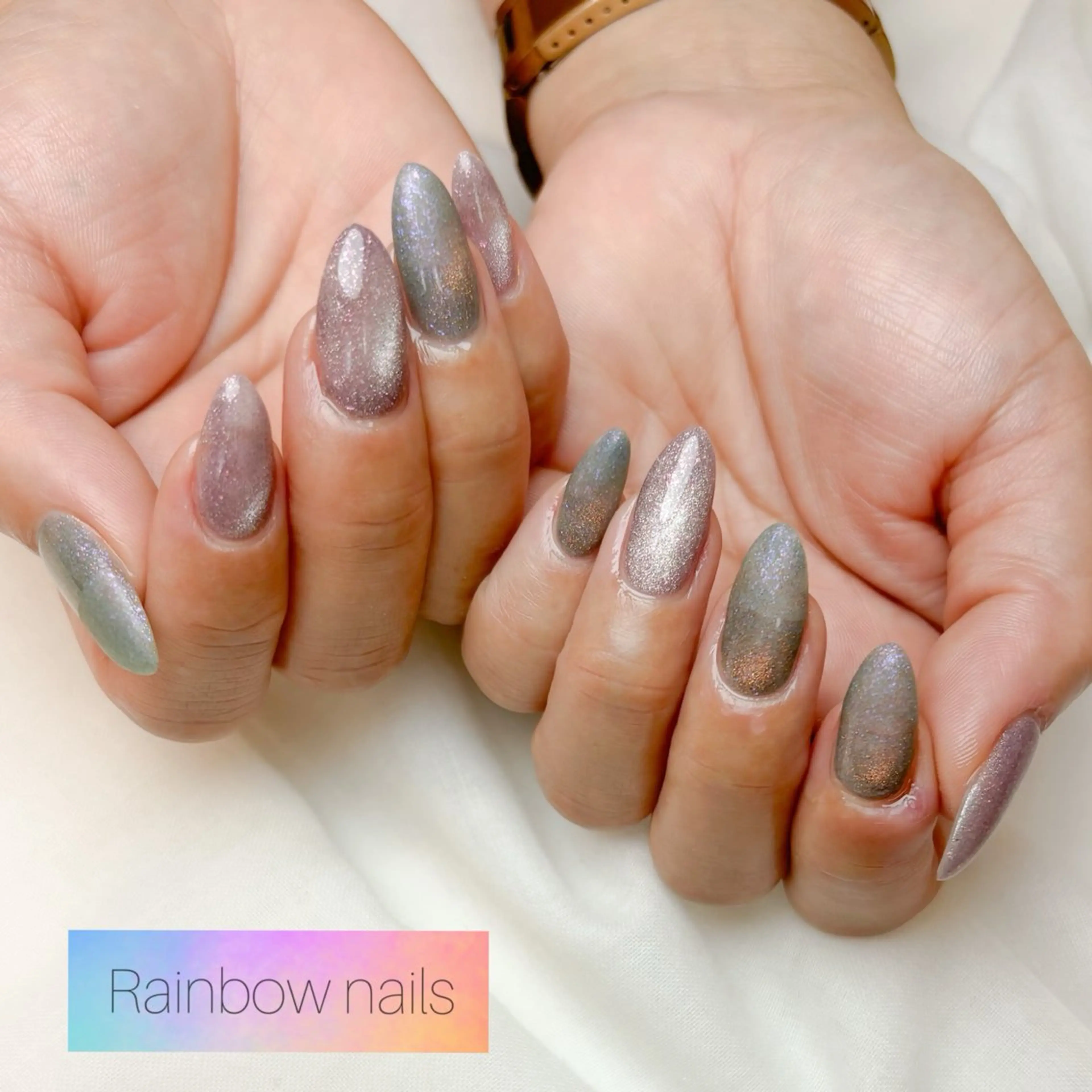 ネイル ハンドネイル Rainbow nailsくろちゃんのネイルデザイン