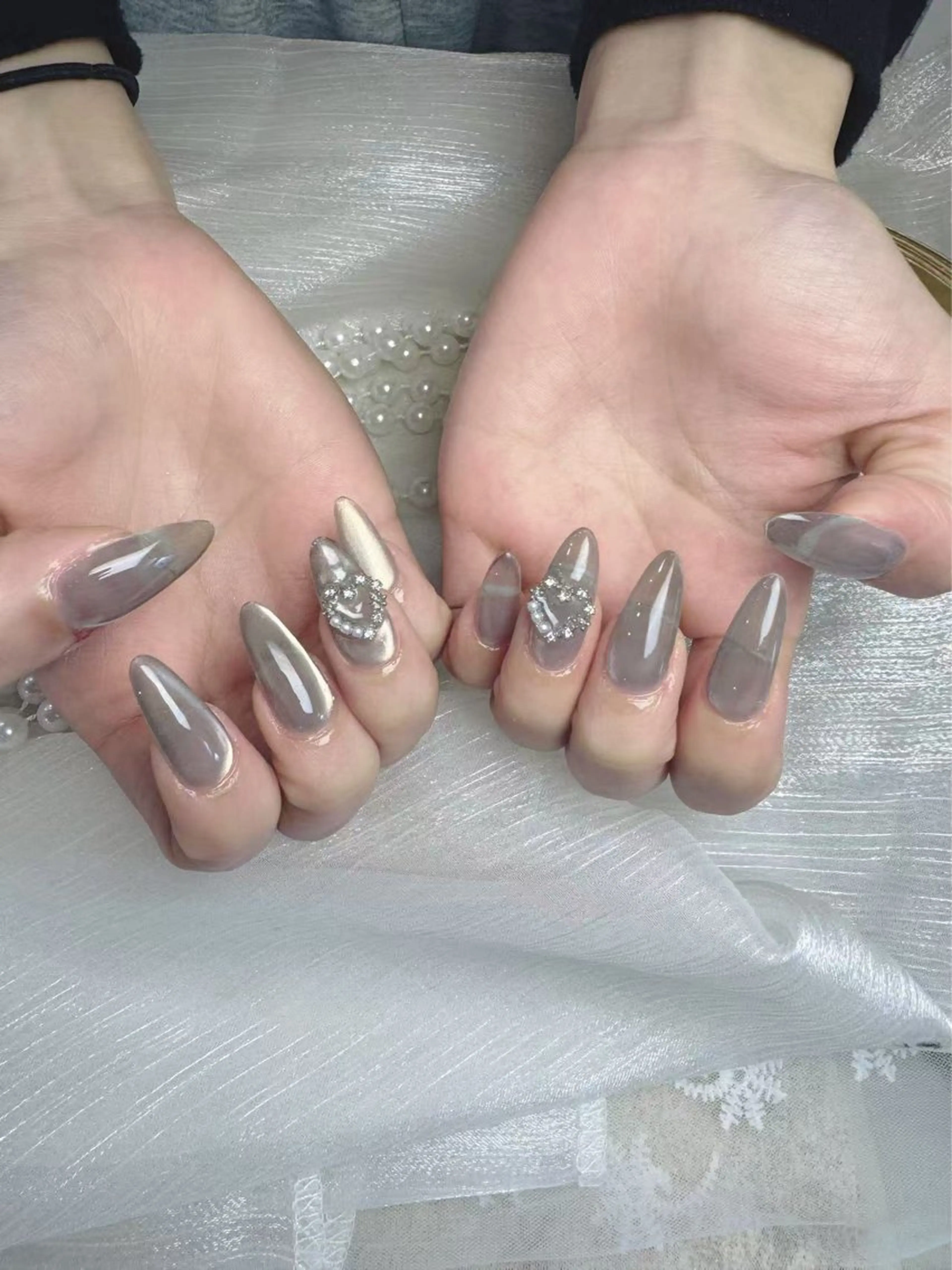 ネイル アートネイル フットネイル ジェルネイル ハート マグネットネイル Babarla Nailのネイルデザイン