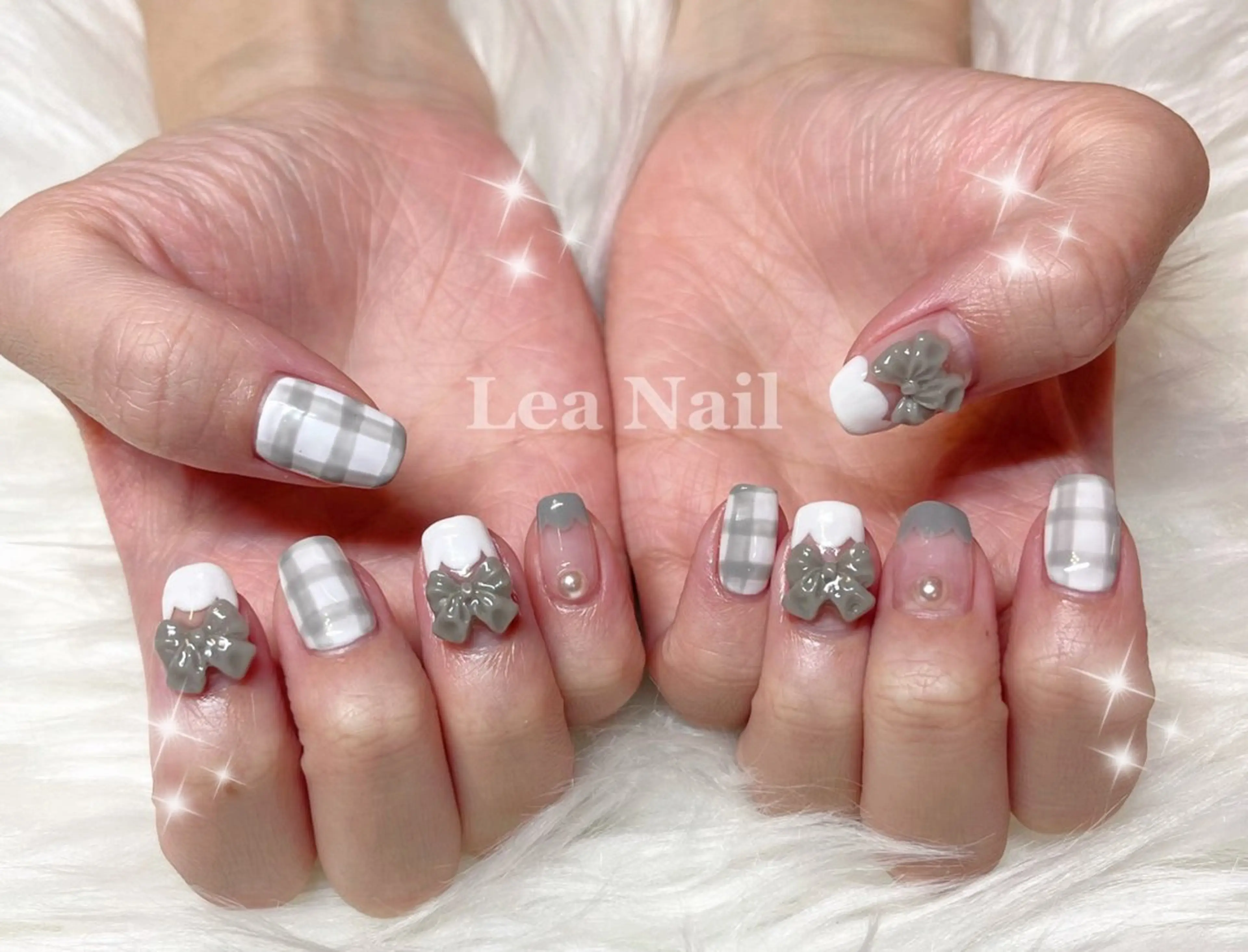 ネイル フレンチネイル リボン ハンドネイル Lea Nailのネイルデザイン