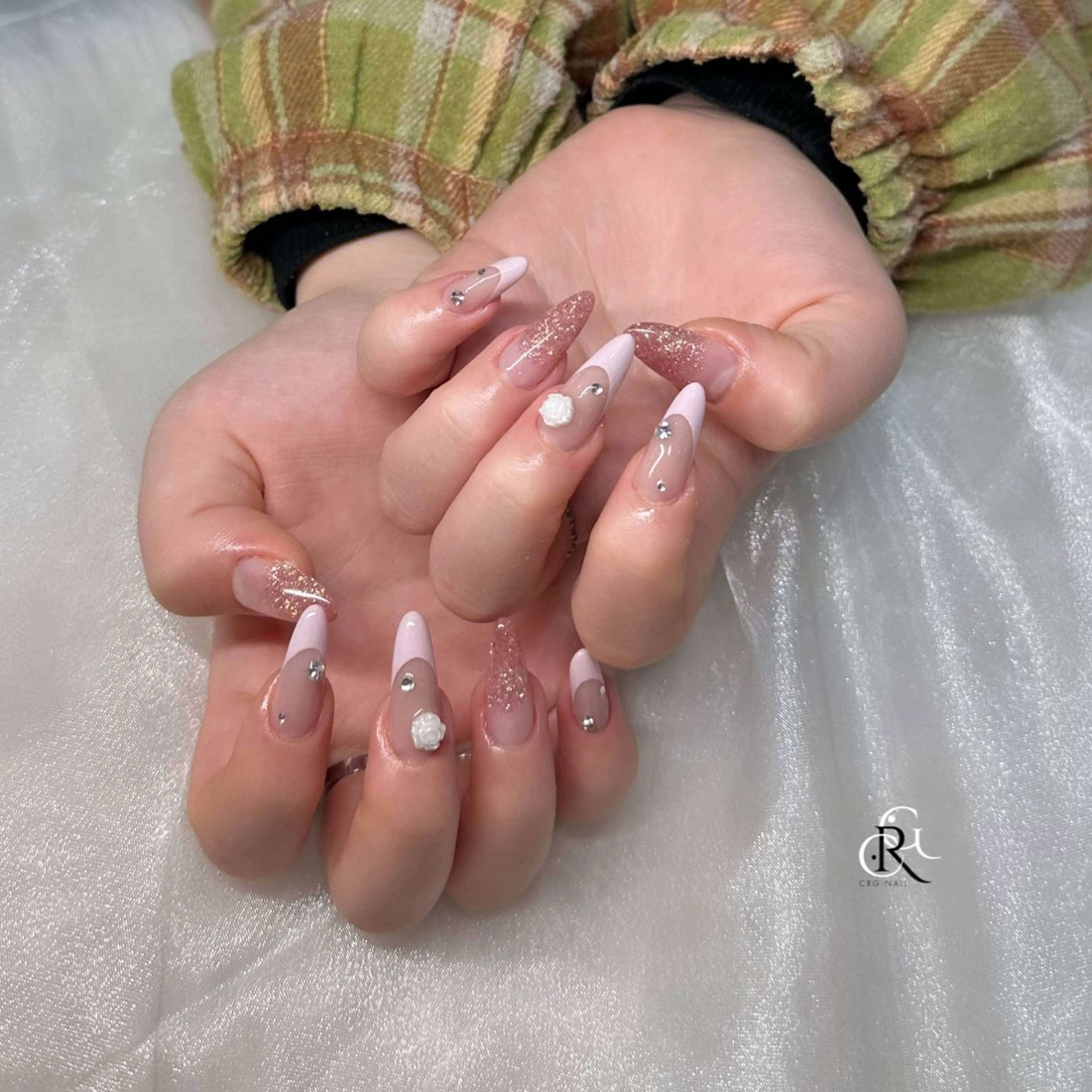 ネイル フレンチネイル パステルネイル ピンク ハンドネイル 美フォルム✨ CRG　RURIのネイルデザイン