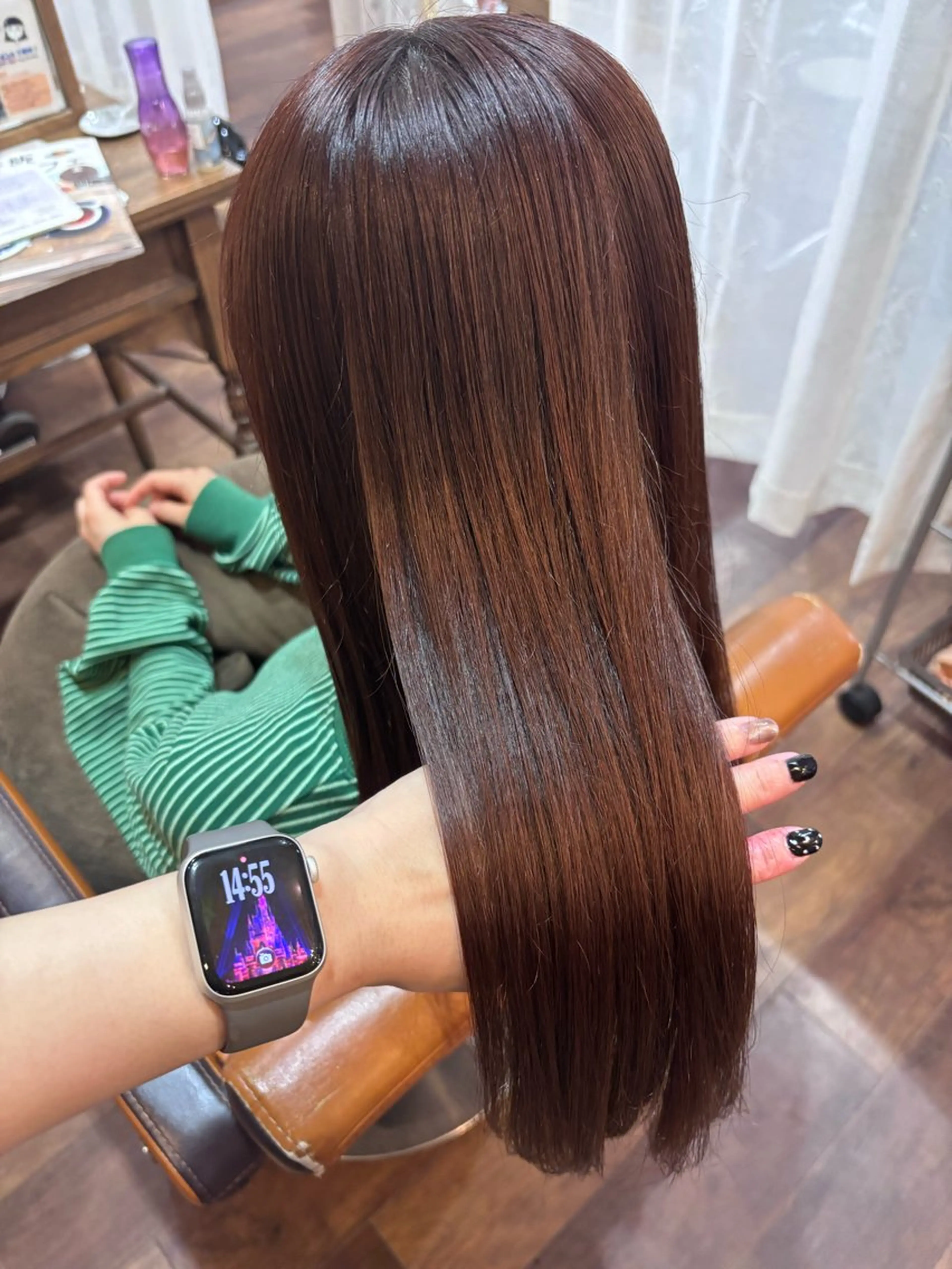 ロング カラー ブリーチ ブラウンカラー ブリーチなしカラー レッドカラー ヘアカラー radiant nakamuraのヘアスタイル