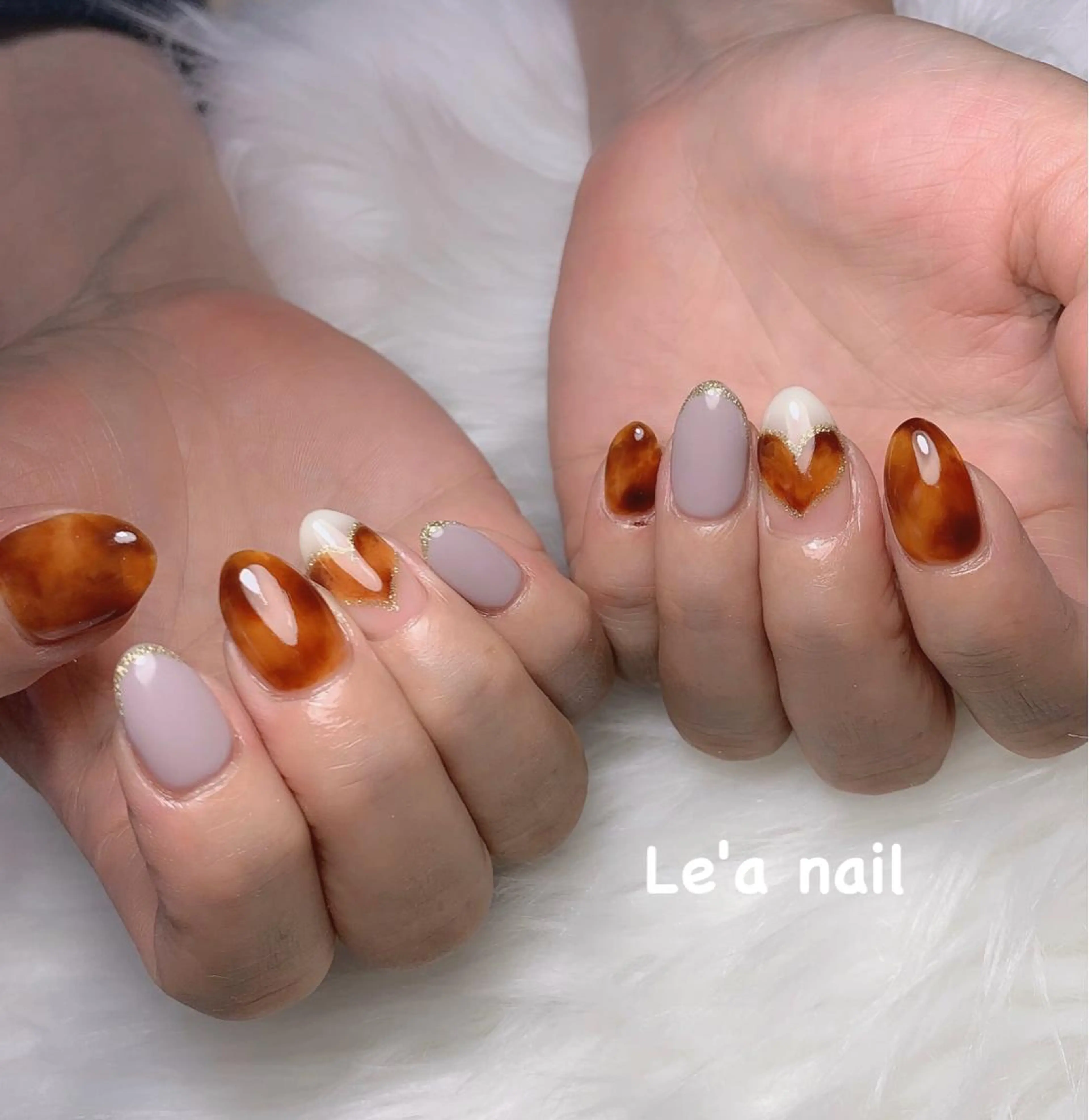 ネイル べっ甲ネイル ハート 'mm  (ミリ) ＭＡＮＡＭＩのネイルデザイン