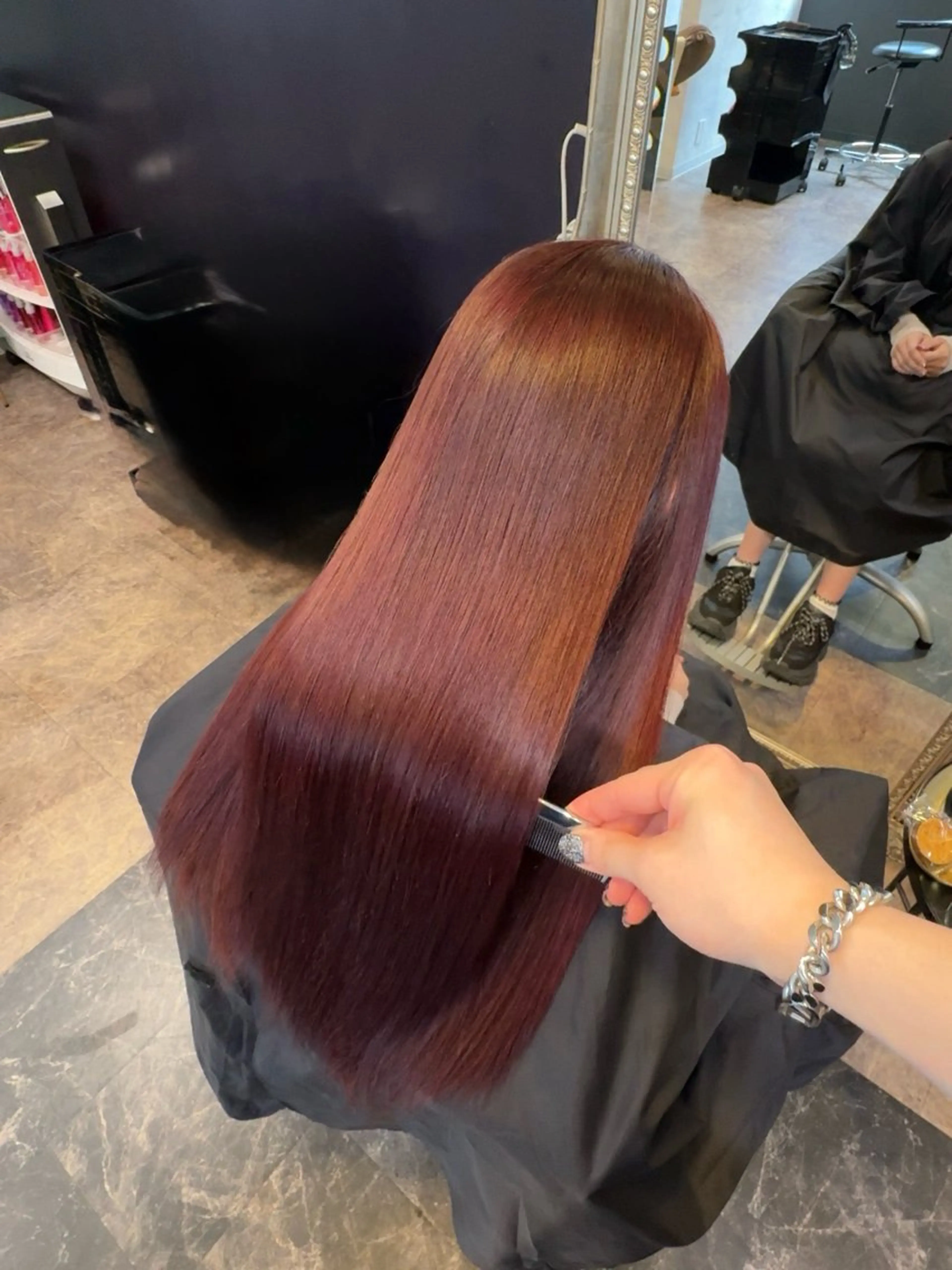 ロング カラー ブリーチ ボルドーカラー ヘアカラー 店長 ハイトーン× 髪質改善/舘野 涼太のヘアスタイル