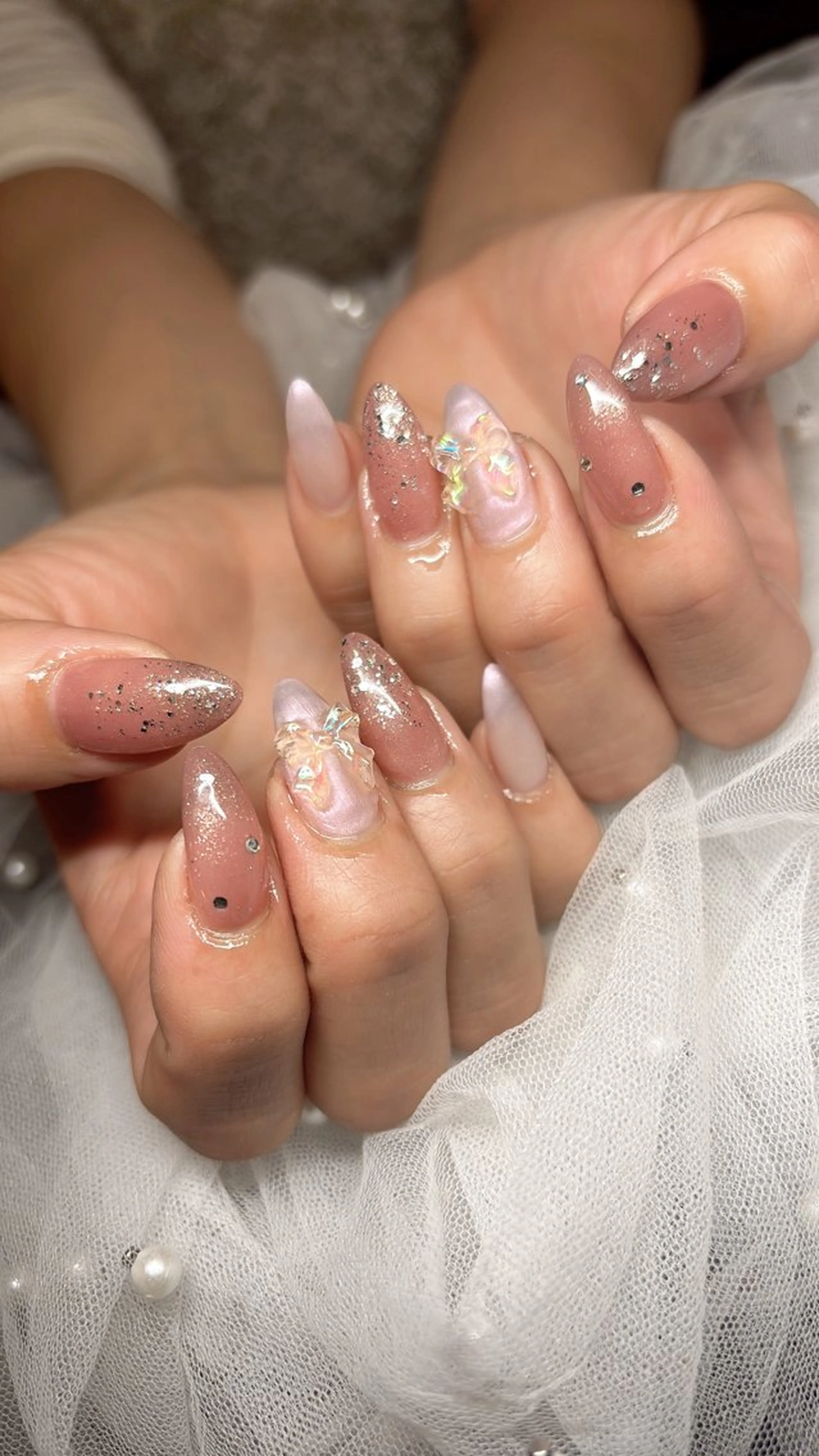 ネイル クリアネイル ラメ(グリッター) 持ち込み ハンドネイル happiness nailのネイルデザイン