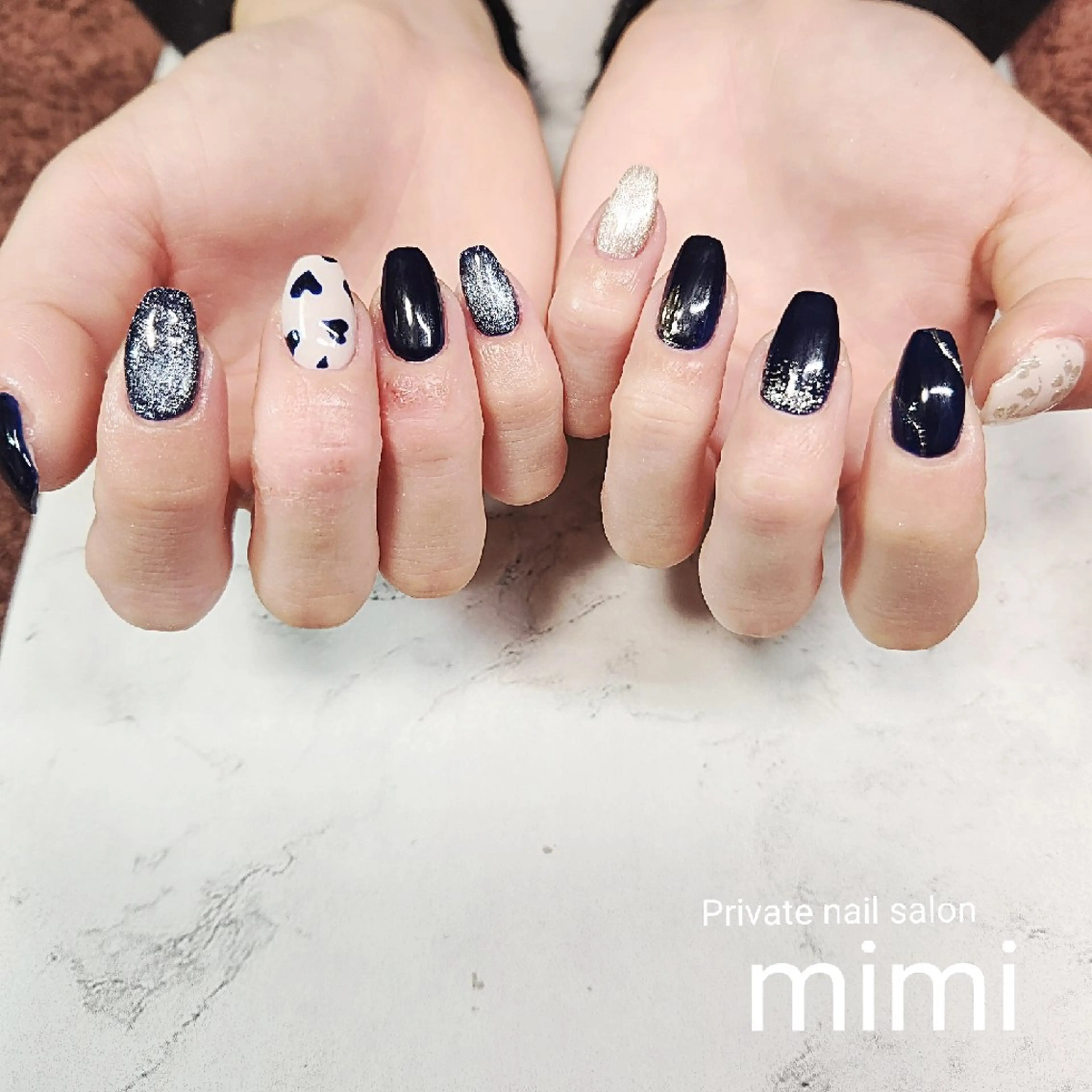 ネイル ネイビー ハンドネイル 博多ネイル ｍｉｍｉのネイルデザイン