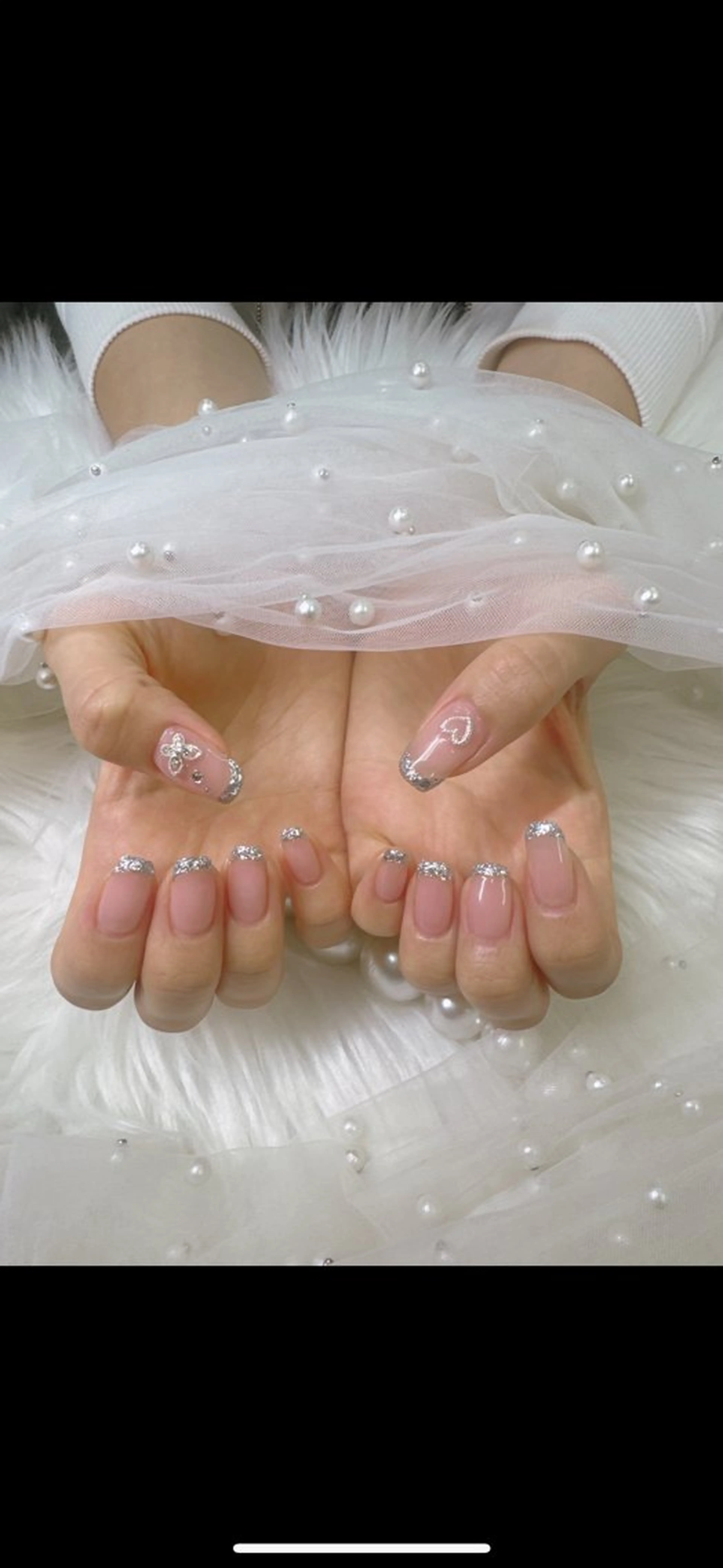 ネイル ドット フレンチネイル ガラスフレンチ キラキラネイル マグネットネイル ハンドネイル Queeens nailのネイルデザイン