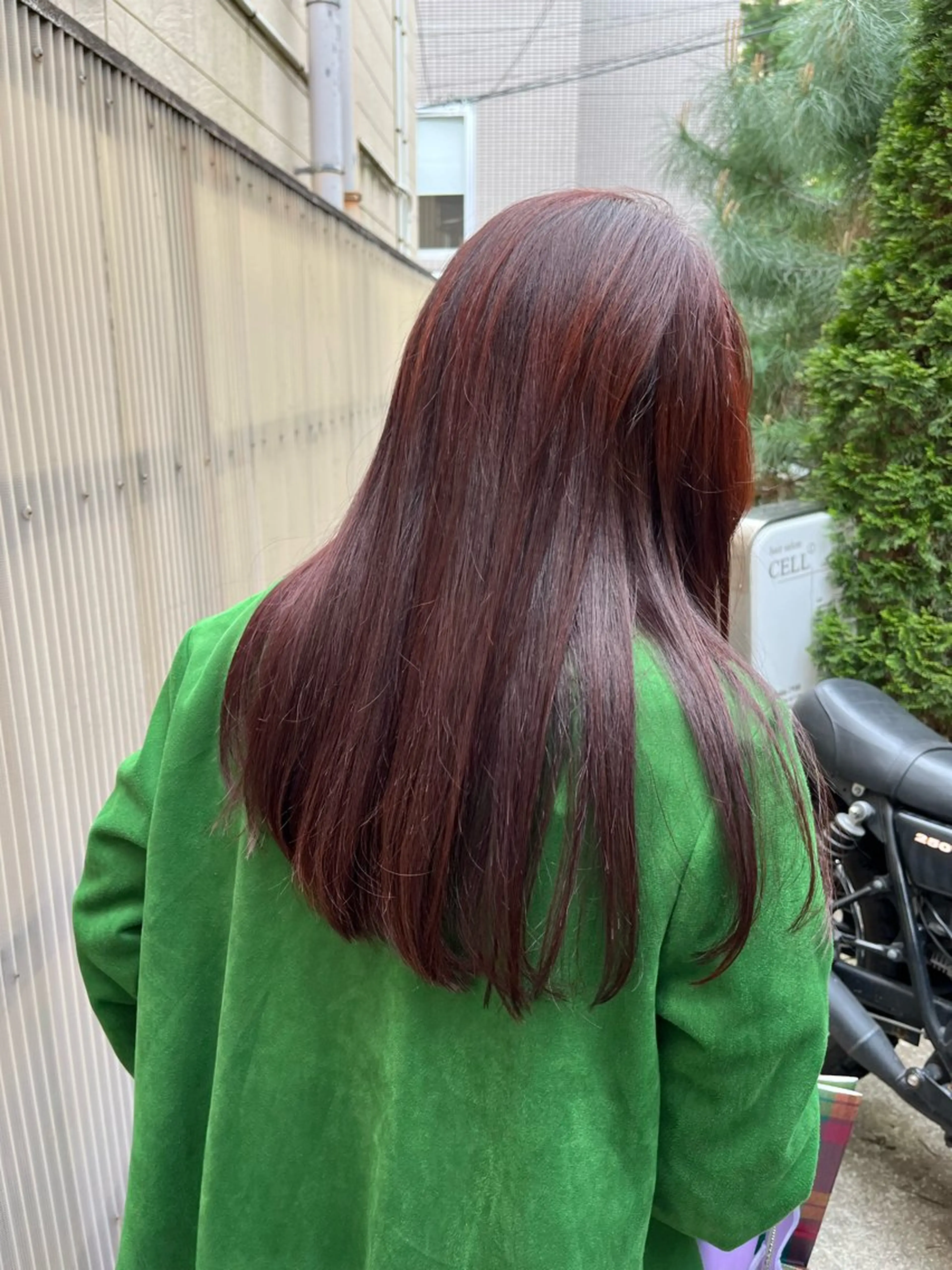 ロング カラー ブリーチ ブラウンカラー ブリーチなしカラー レッドカラー 岡部 京香のヘアスタイル