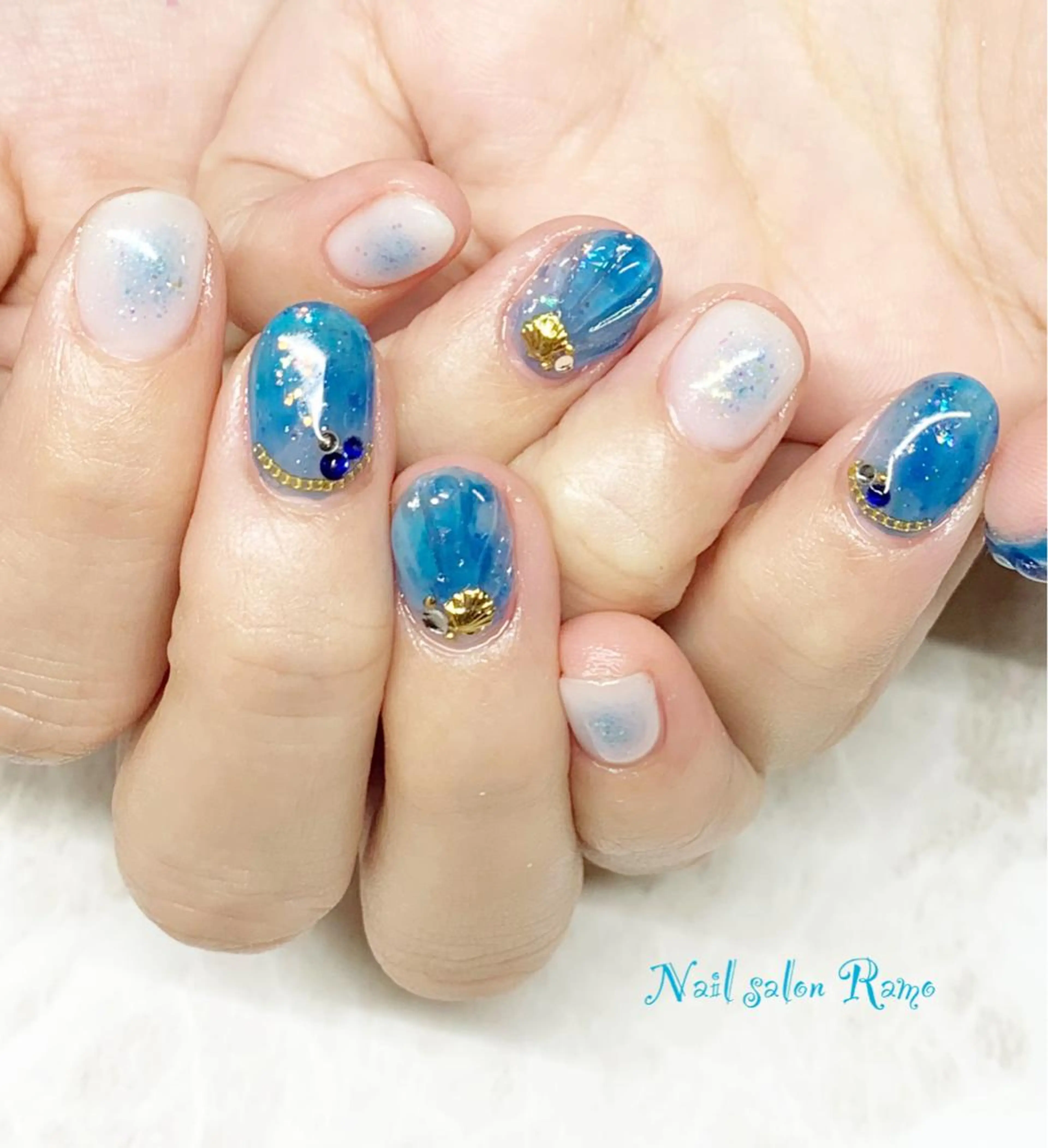 ネイル ブルー マグネットネイル Nail salon Ramo所属・松田 祥子のネイルデザイン