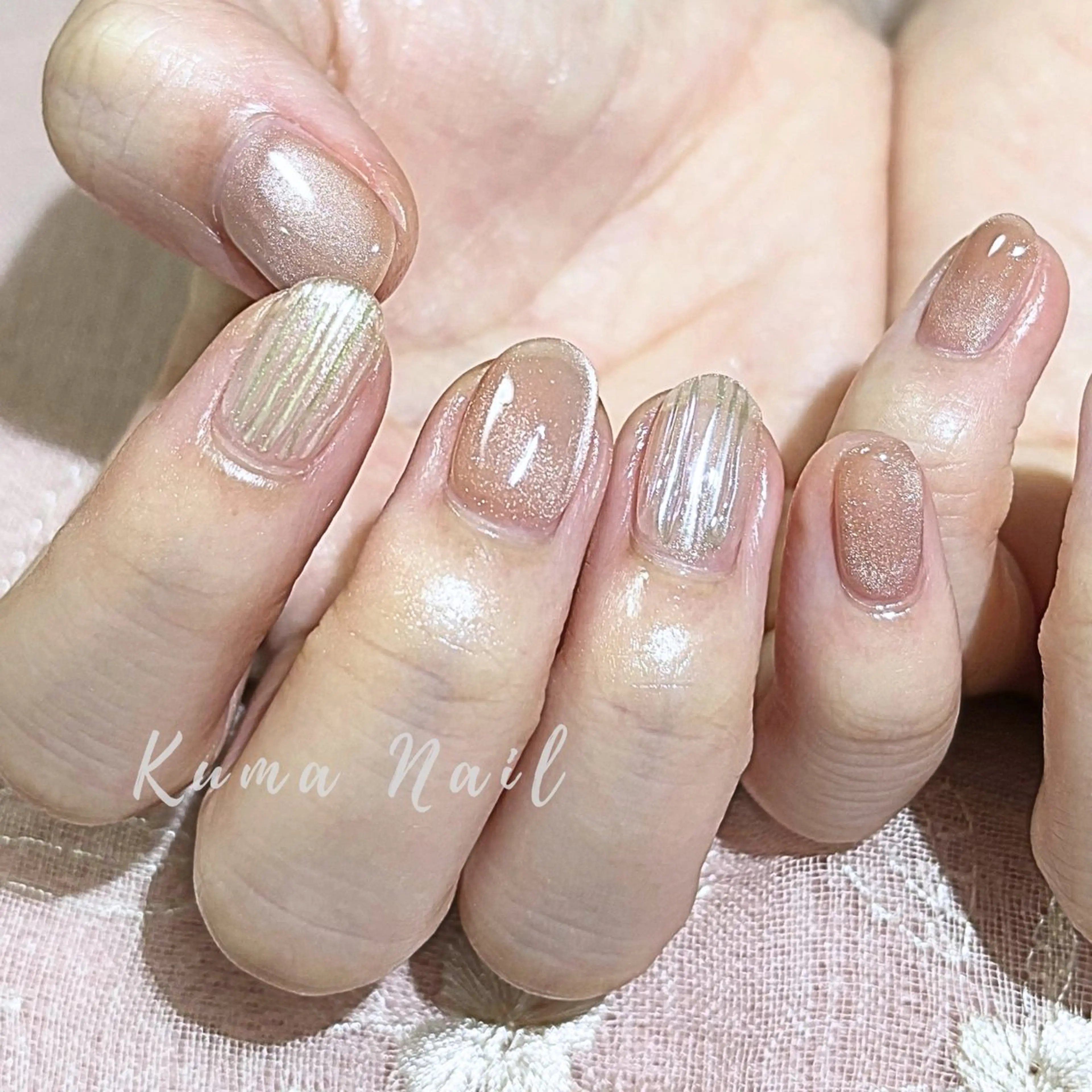 ネイル マグネットネイル ニュアンスネイル ハンドネイル Private salon Kuma Nail.所属・藤が丘ネイル Kuma Nailのネイルデザイン