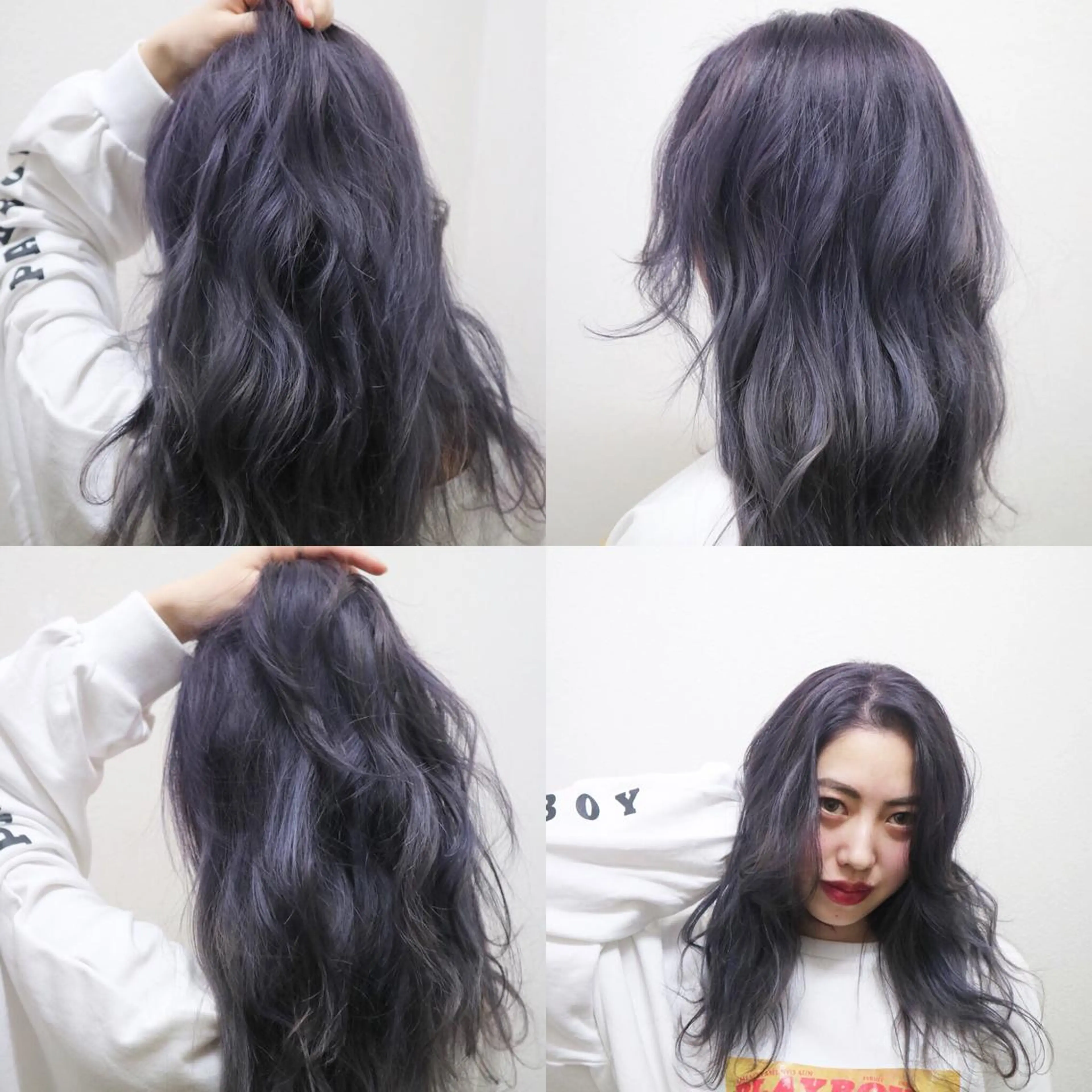 ミディアム カラー アディクシーカラー ブリーチ グレージュ パープルカラー パープルグレージュ JILBLAN京都 ショート/ハイライトのヘアスタイル