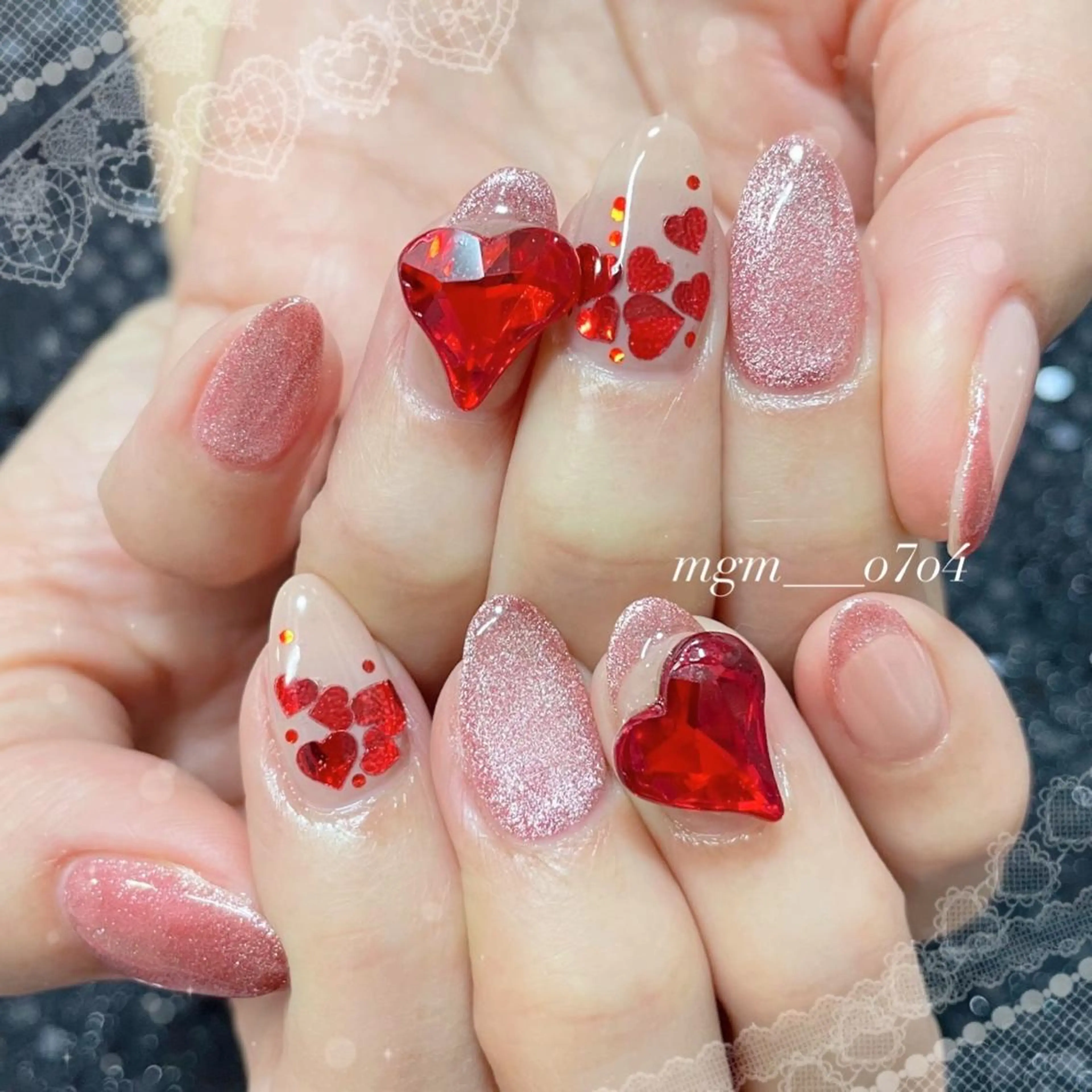 ネイル ハート マグネットネイル ハンドネイル ハンドケア MoON...❤︎ MeGuのネイルデザイン