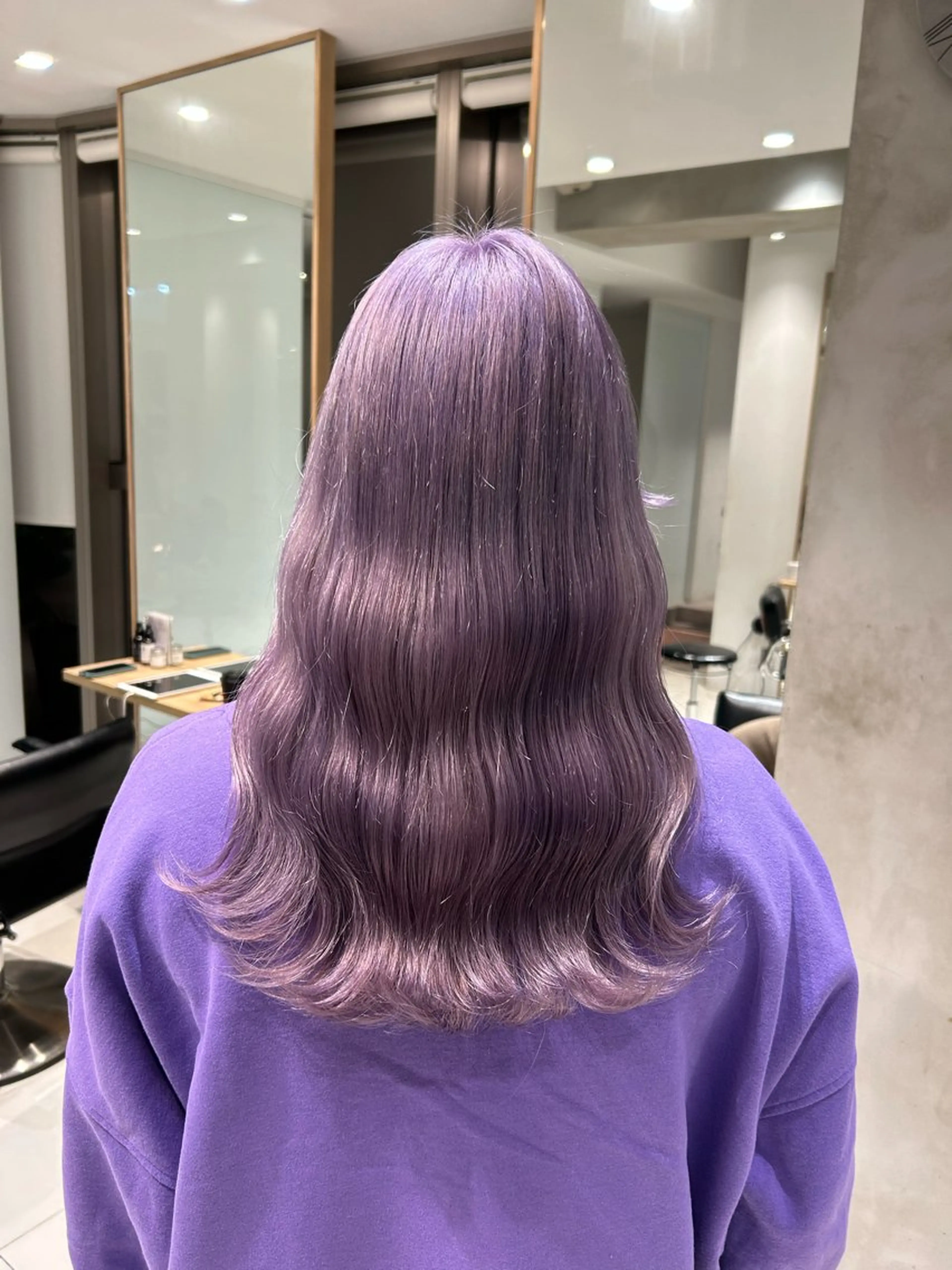 セミロング カラー ヘアアレンジ ラベンダーカラー 《暖色/韓国hair 》🇰🇷桑原ユキネのヘアスタイル