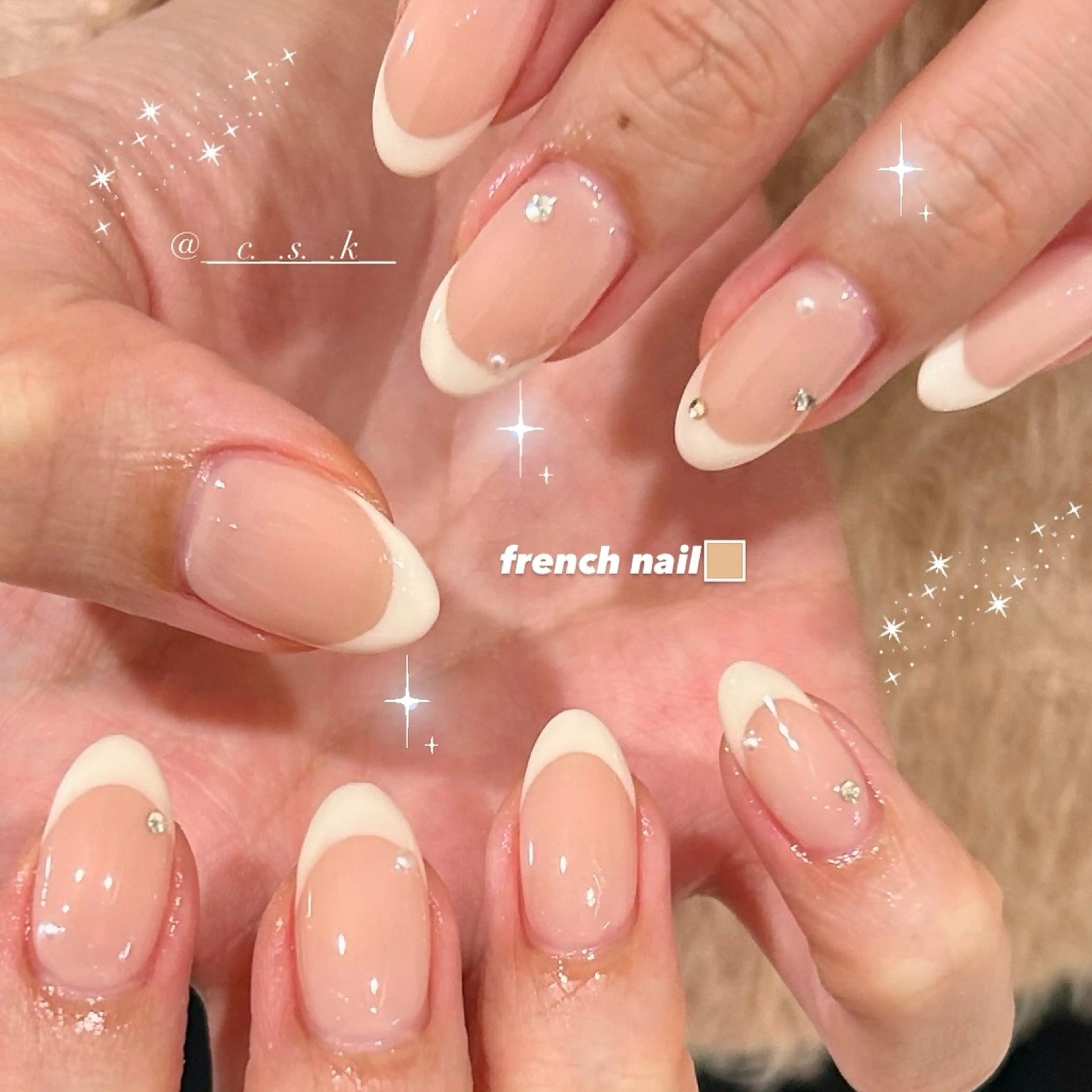 ネイル クリアネイル ストーンネイル ハンドネイル 🎀チーク/ちゅるん 🫧chisa🎀のネイルデザイン