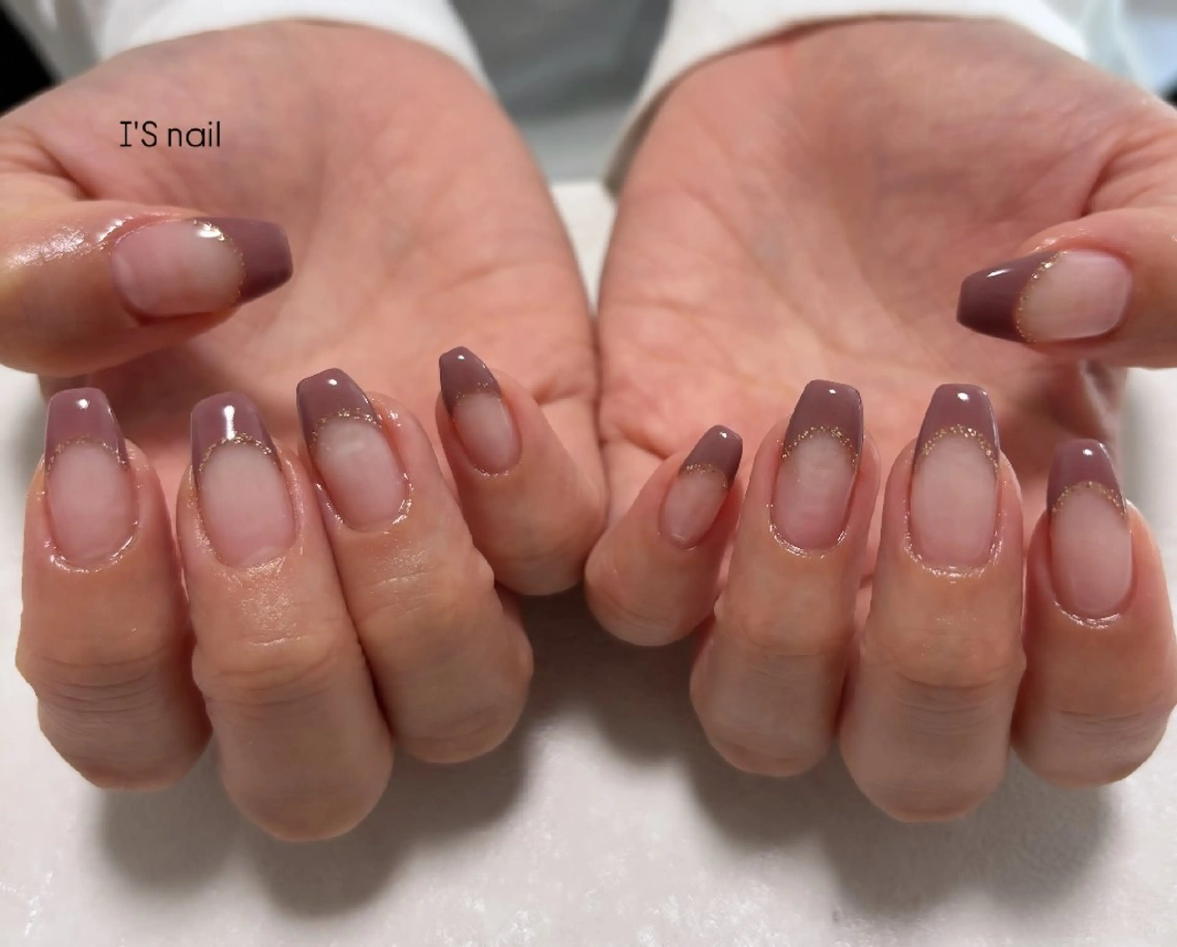 ネイル ブラウン フレンチネイル ハンドネイル I'S nail 佐野のネイルデザイン