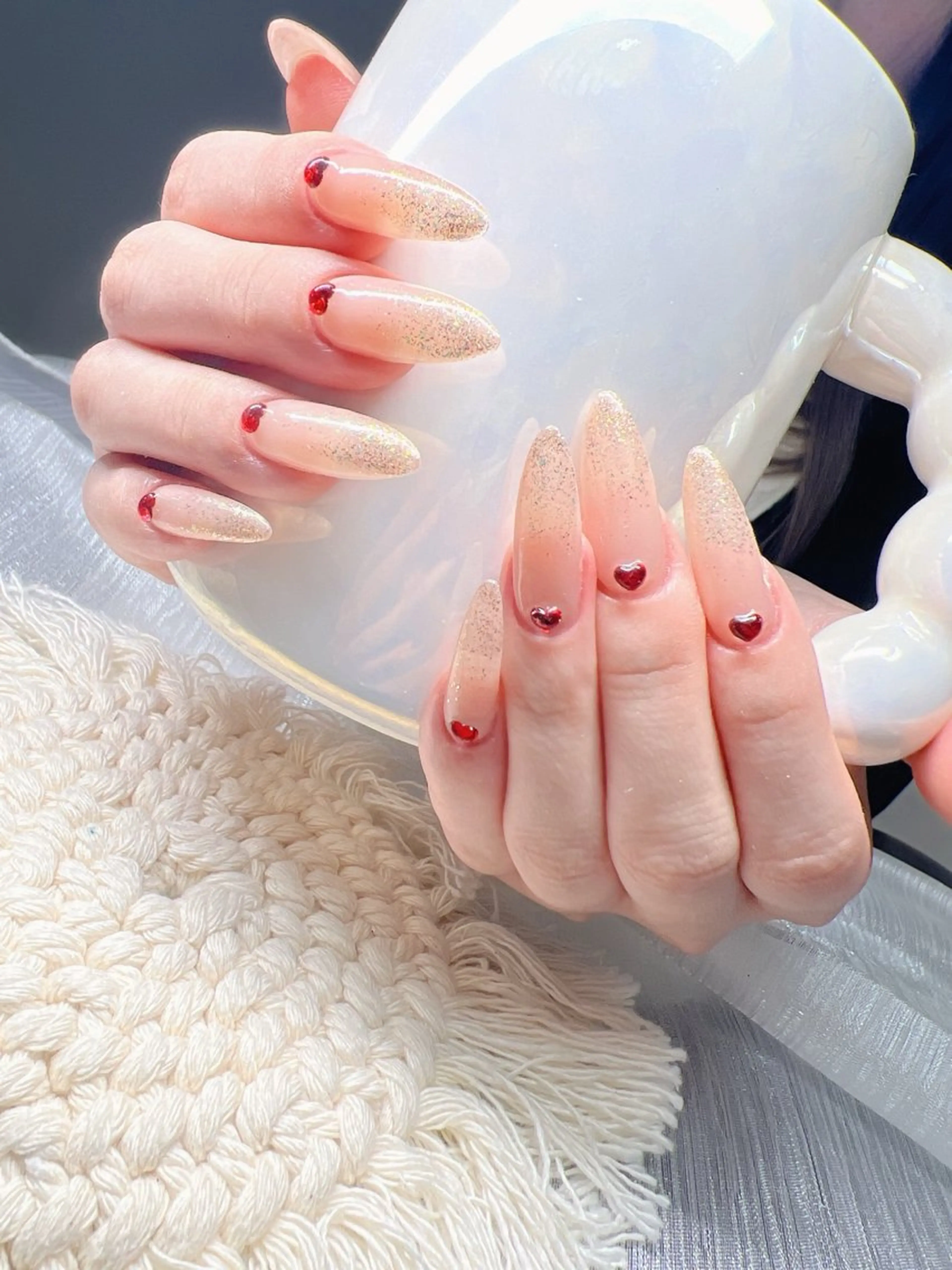 ネイル オーロラネイル チークネイル 長さ出し フットネイル フレンチネイル ハンドネイル Lee Nailsのネイルデザイン