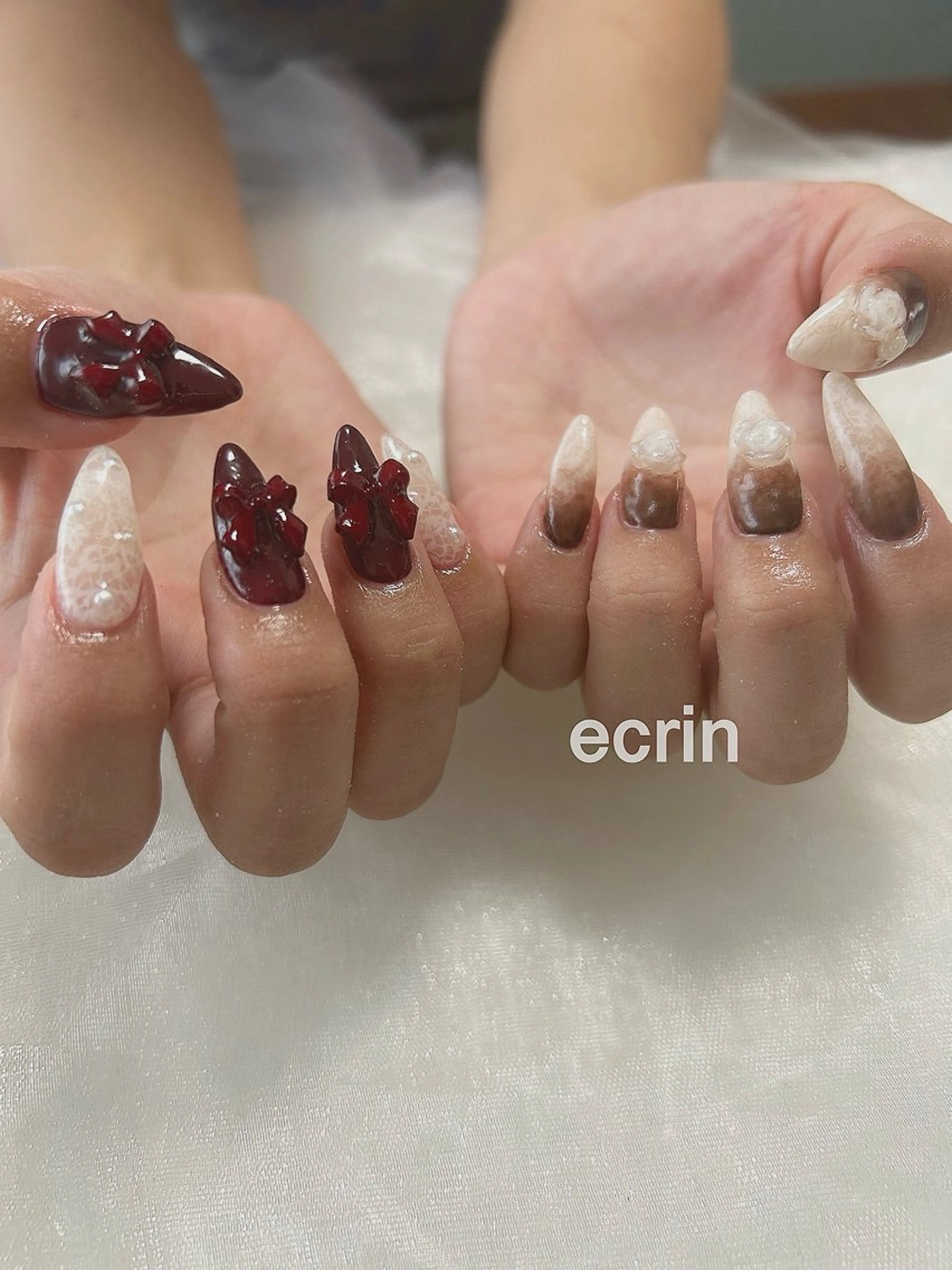 ネイル レース リボン ハンドネイル ecrin (エクラン)のネイルデザイン