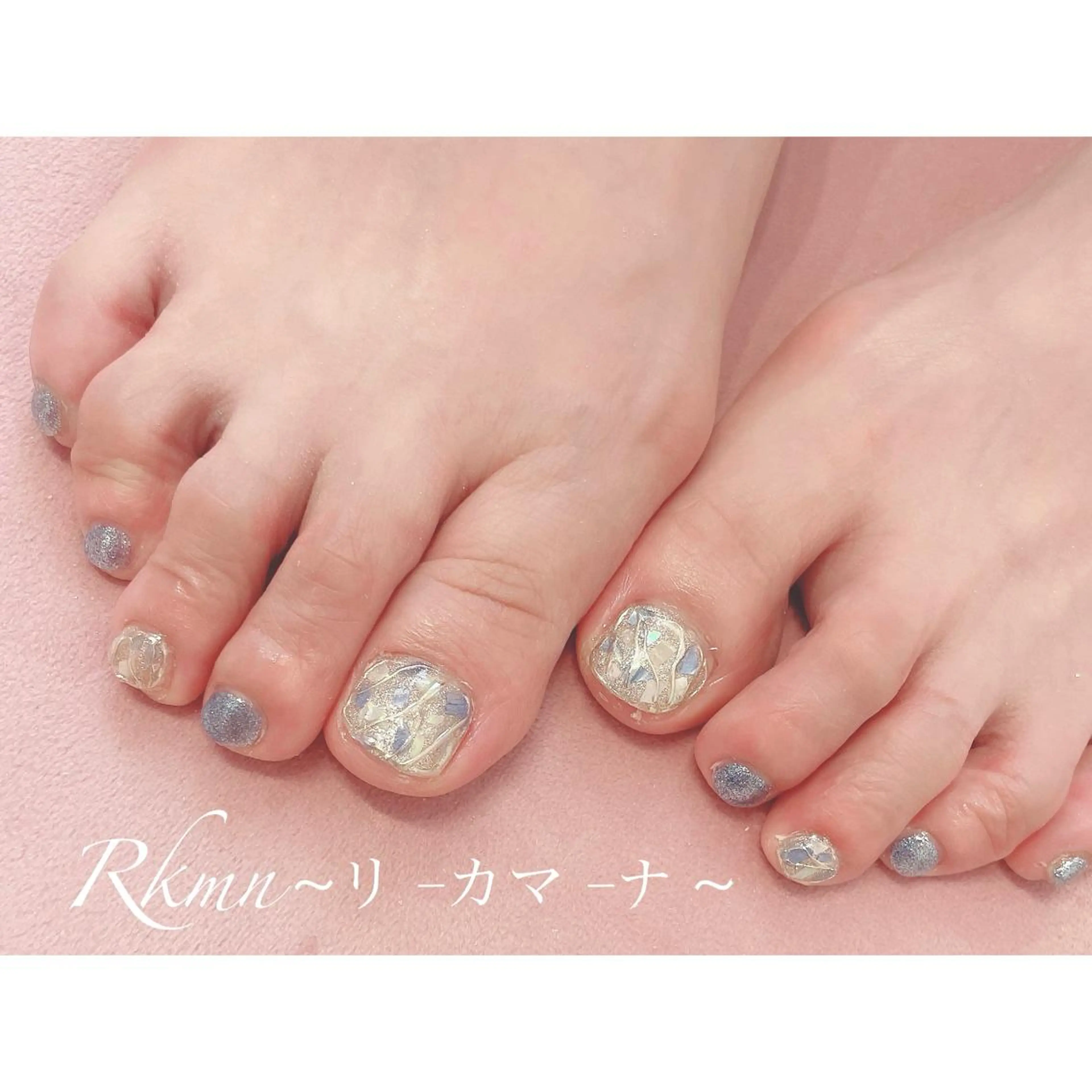 ネイル アートネイル ブルー フレンチネイル ジェルネイル グラデーション ハンドネイル フットネイル ハンドケア Rkmn ~リ-カマ-ナ~のネイルデザイン