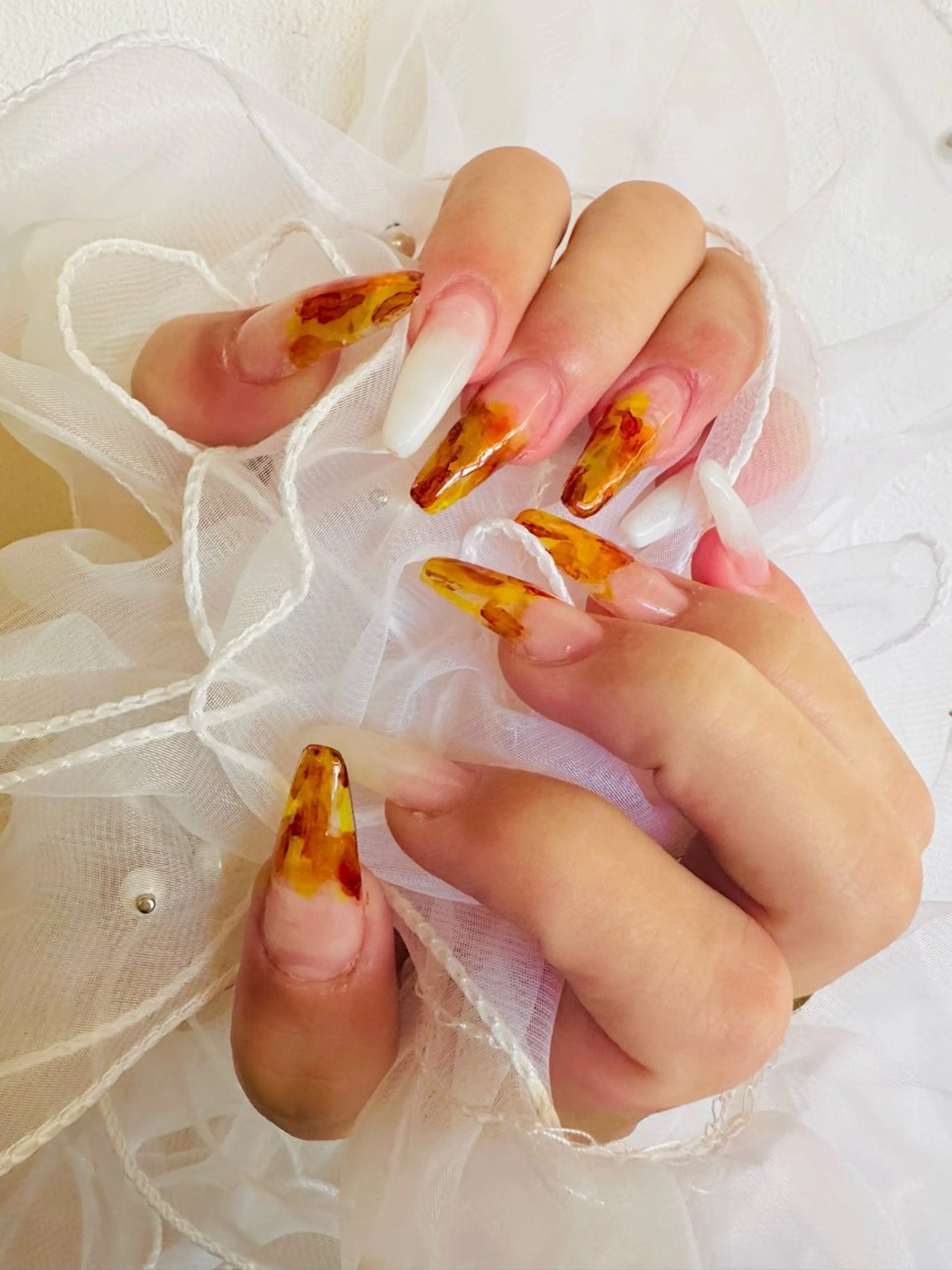 ネイル べっ甲ネイル クリアネイル 田端 笑理菜のネイルデザイン