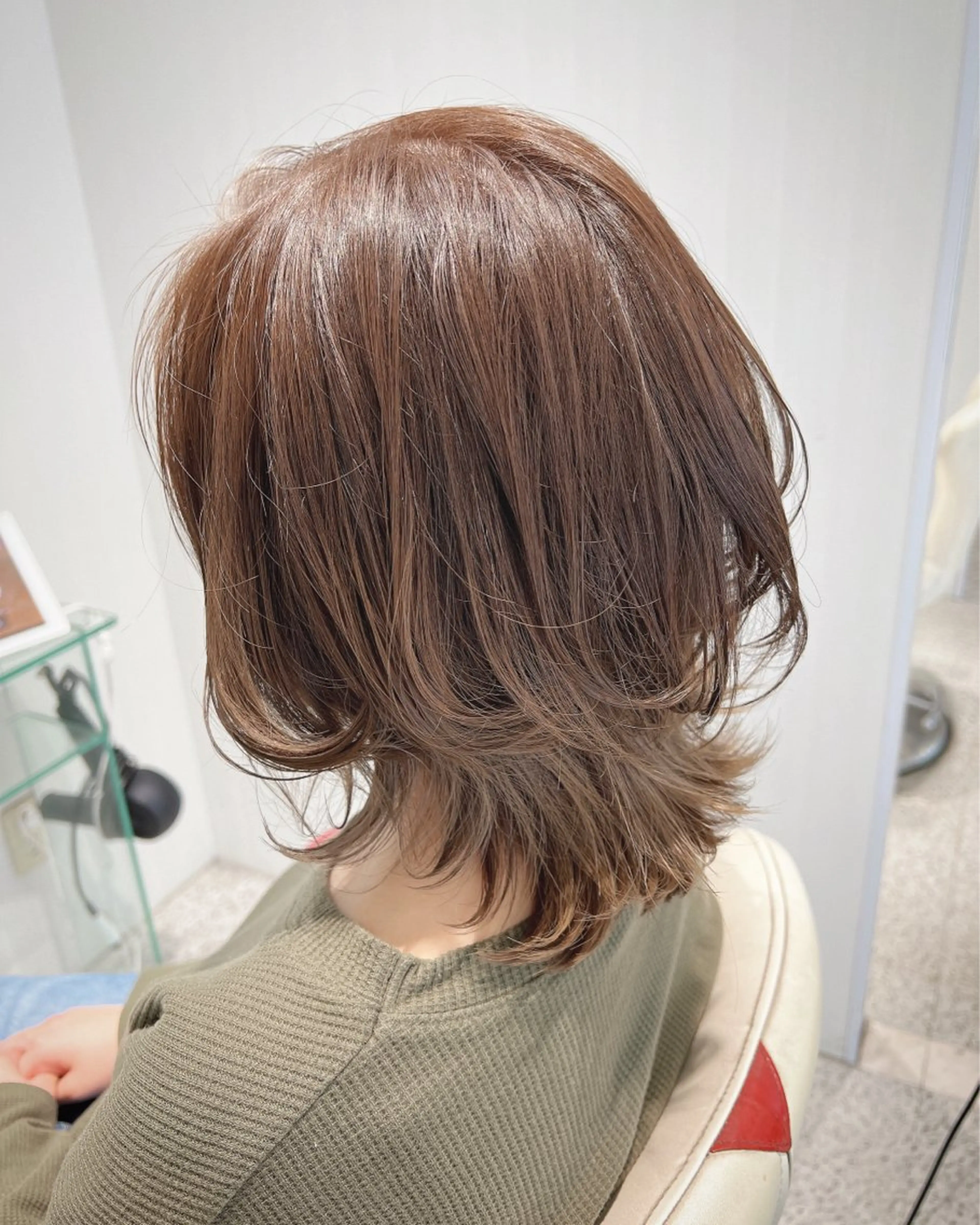 ミディアム カラー カット パーマ 奈良村 圭吾のヘアスタイル