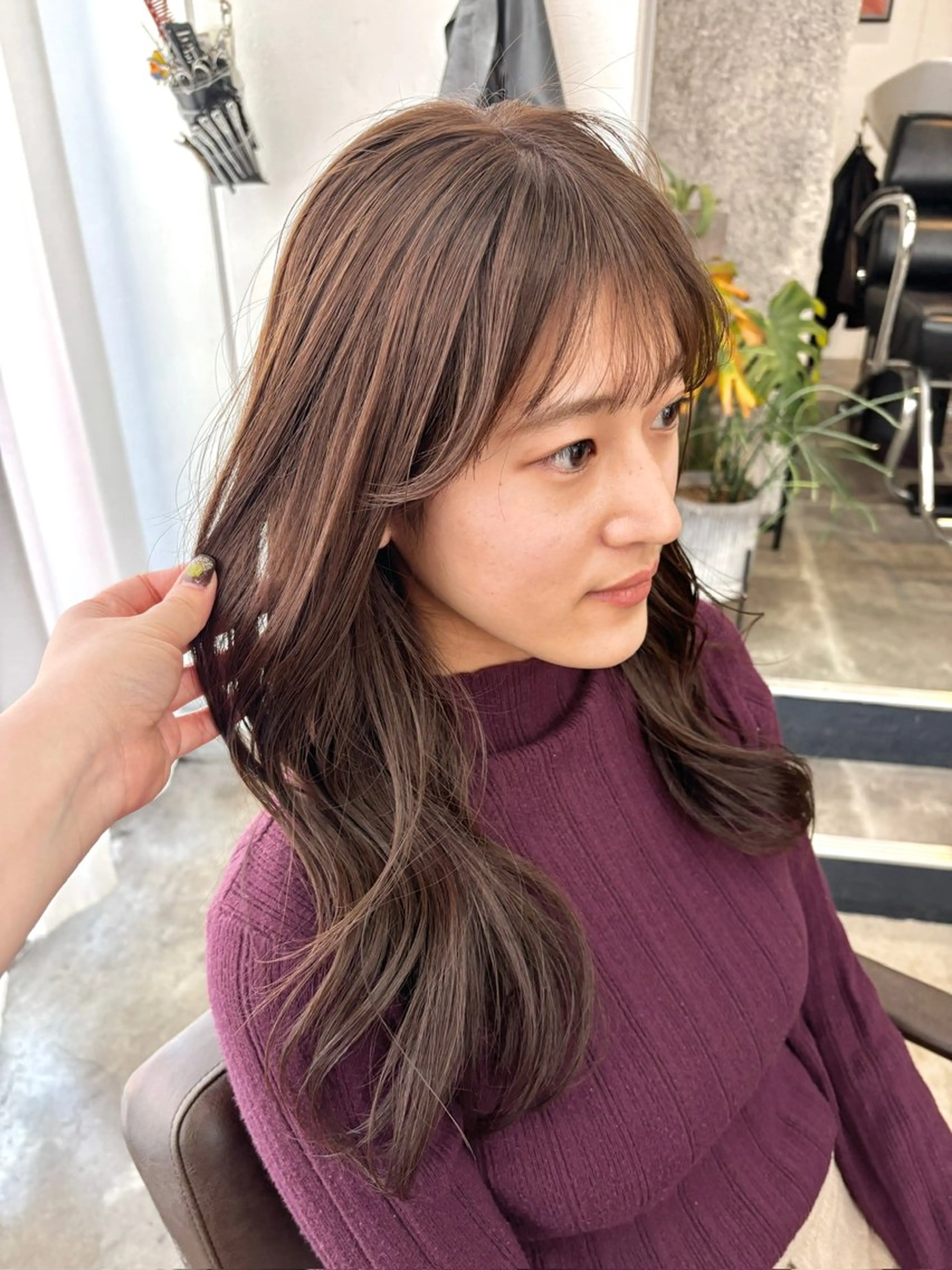 ロング カラー ベージュカラー ブリーチ ブラウンカラー カシス 透明感カラー 暖色カラー/天神/ ヘイマサクラのヘアスタイル