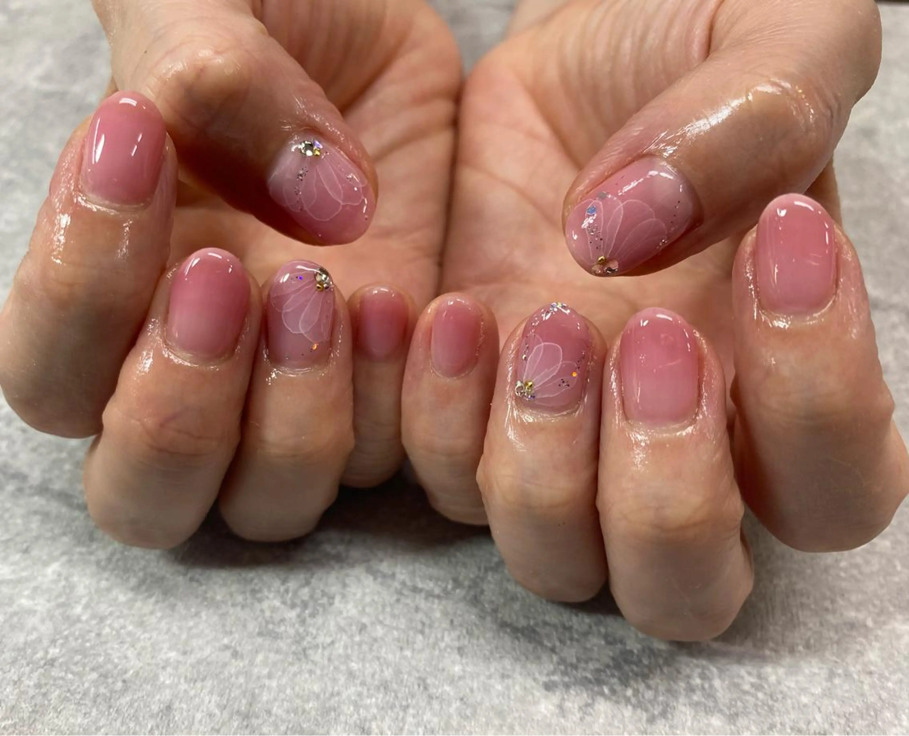 ネイル フットネイル フレンチネイル ジェルネイル ガラスフレンチ グラデーション ハンドネイル okada kannaのネイルデザイン