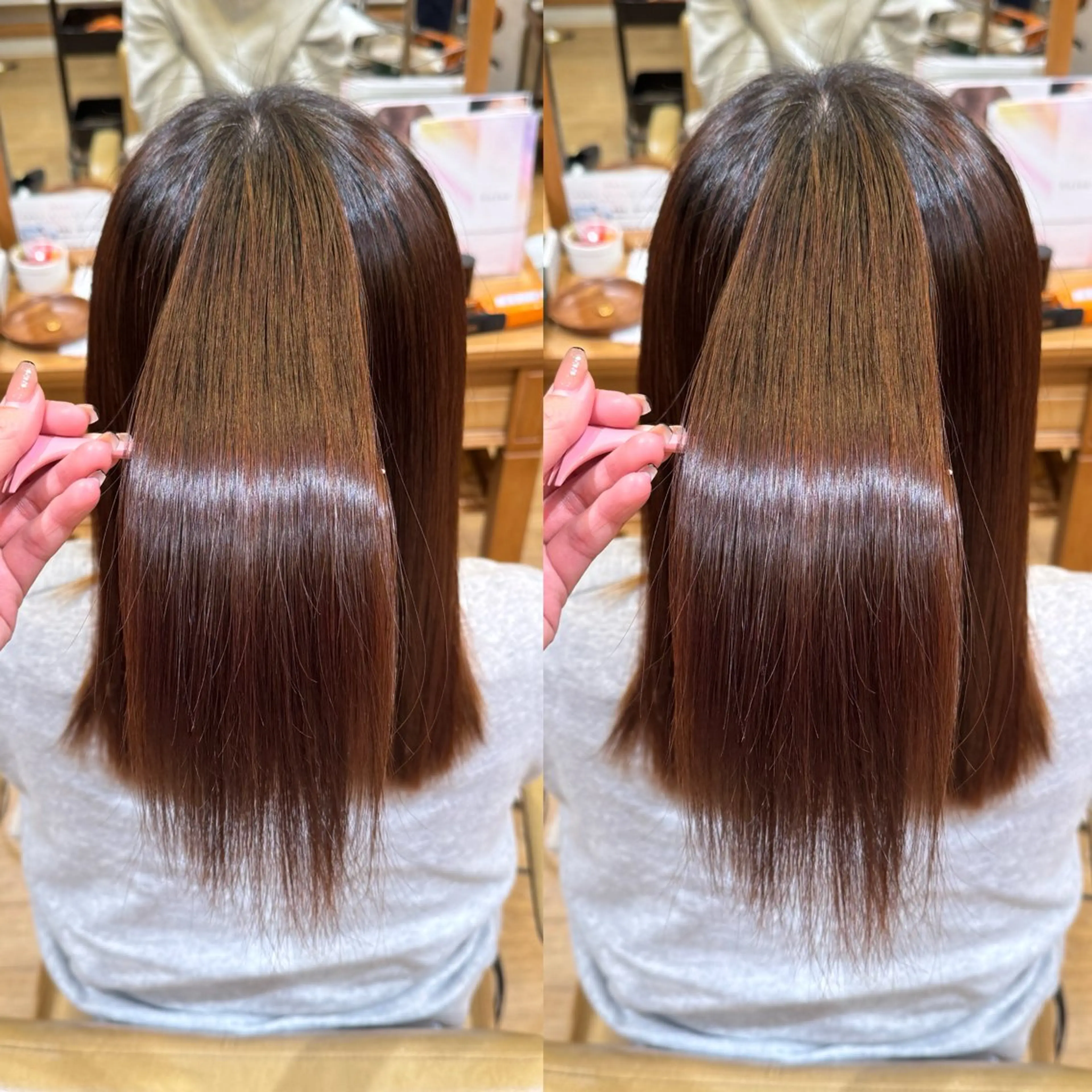 セミロング カット 縮毛矯正 トリートメント 🪞顔周りカット🪞 北里朋子のヘアスタイル