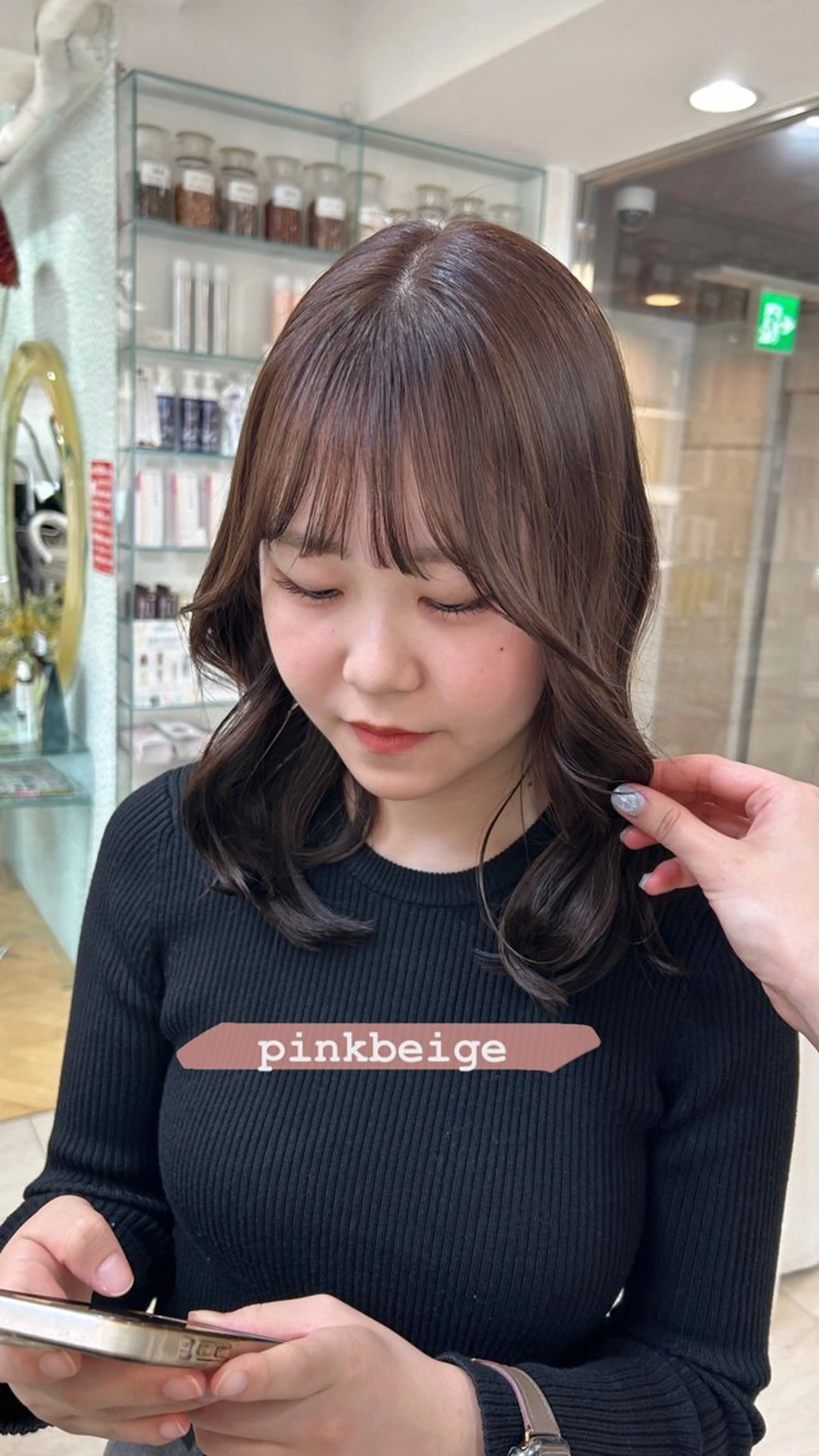 セミロング カラー ベージュカラー ピンクカラー ありむらもえ/ 透明感カラーのヘアスタイル