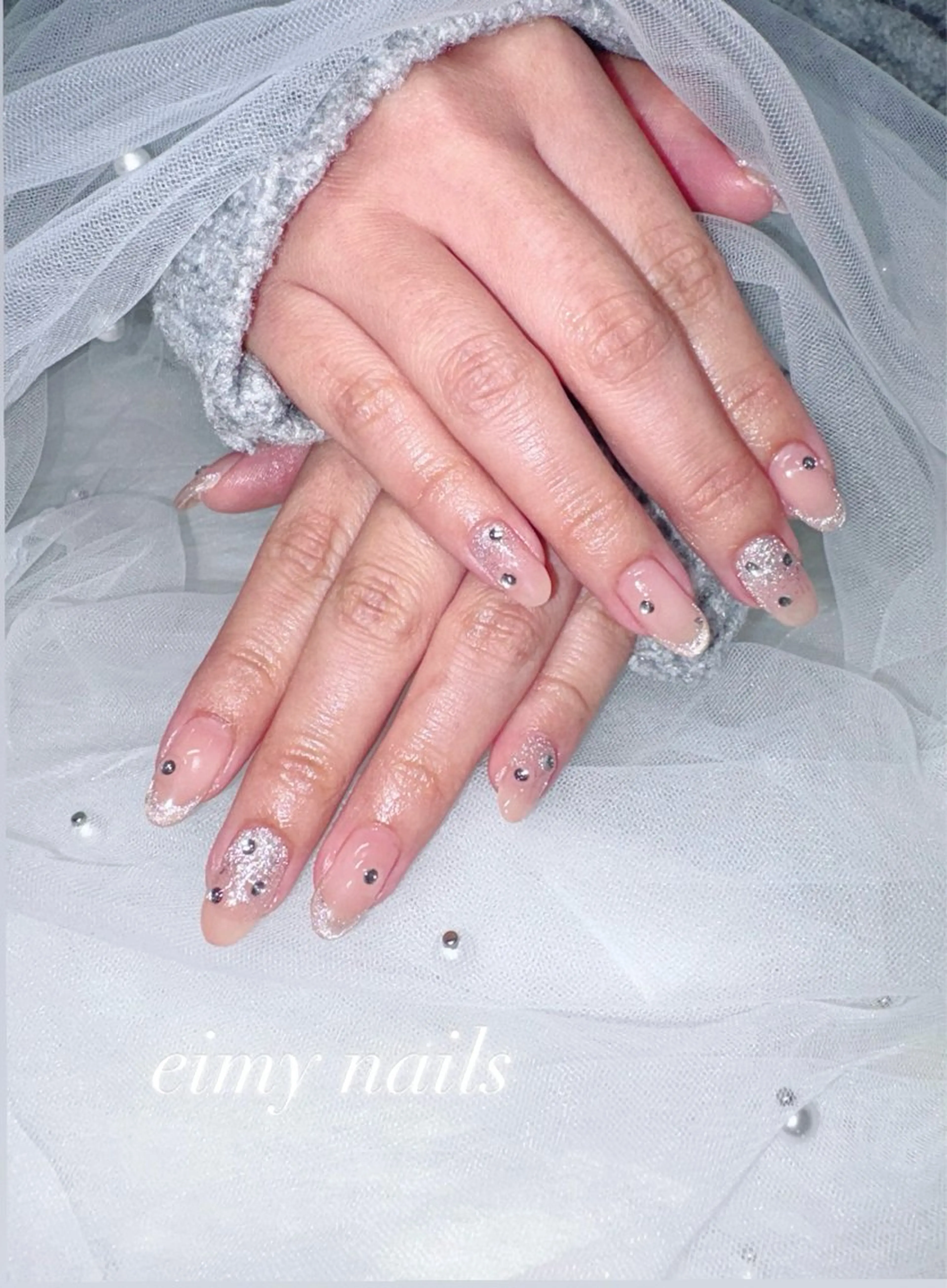 ネイル フラッシュネイル フレンチネイル ラメ(グリッター) マグネットネイル ピンク ハンドネイル eimy nails♡のネイルデザイン