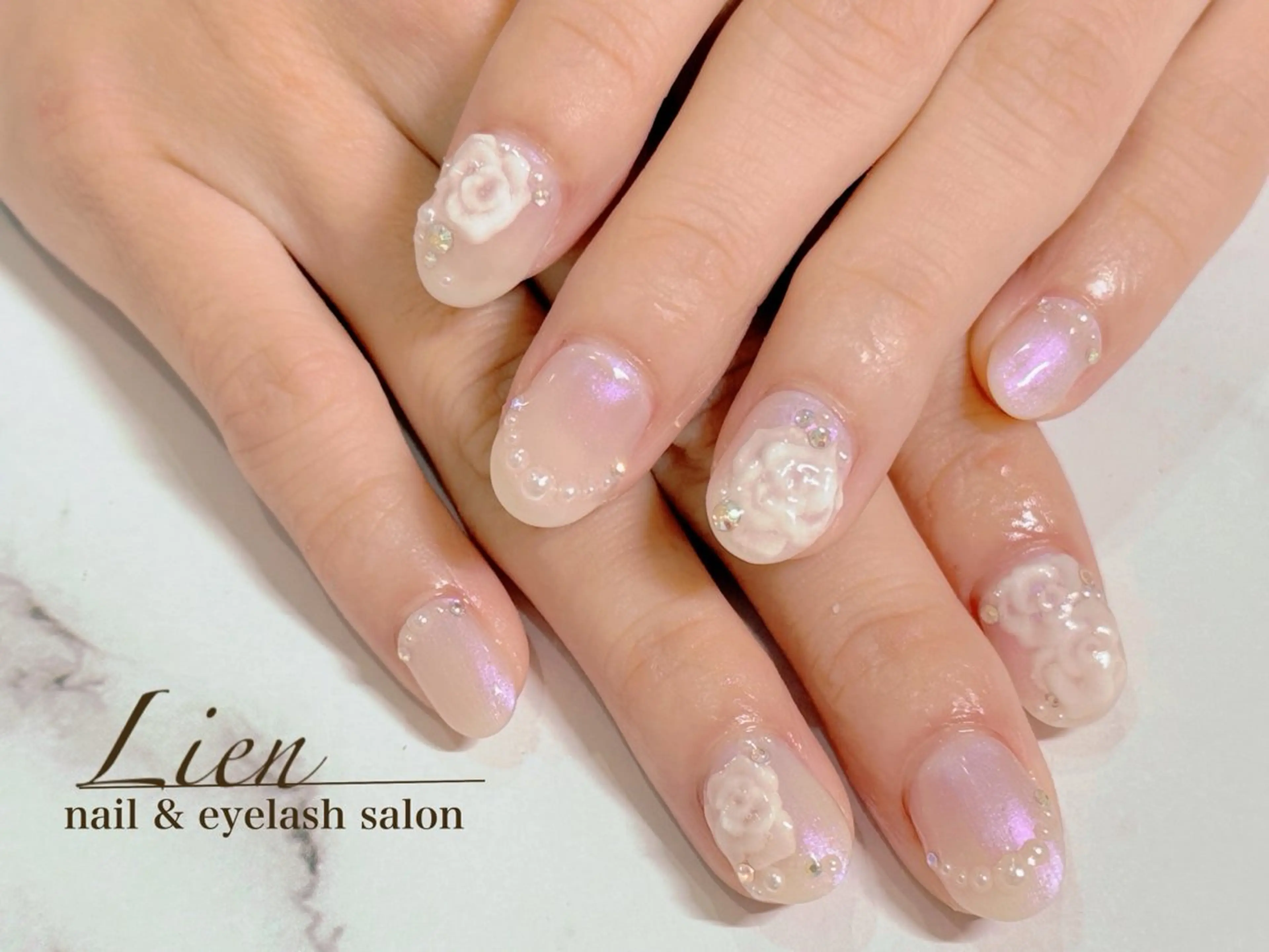 ネイル 長さ出し フットネイル フレンチネイル ジェルネイル ガラスフレンチ ハンドネイル Lien（リアン） 銀座駅6分のネイルデザイン