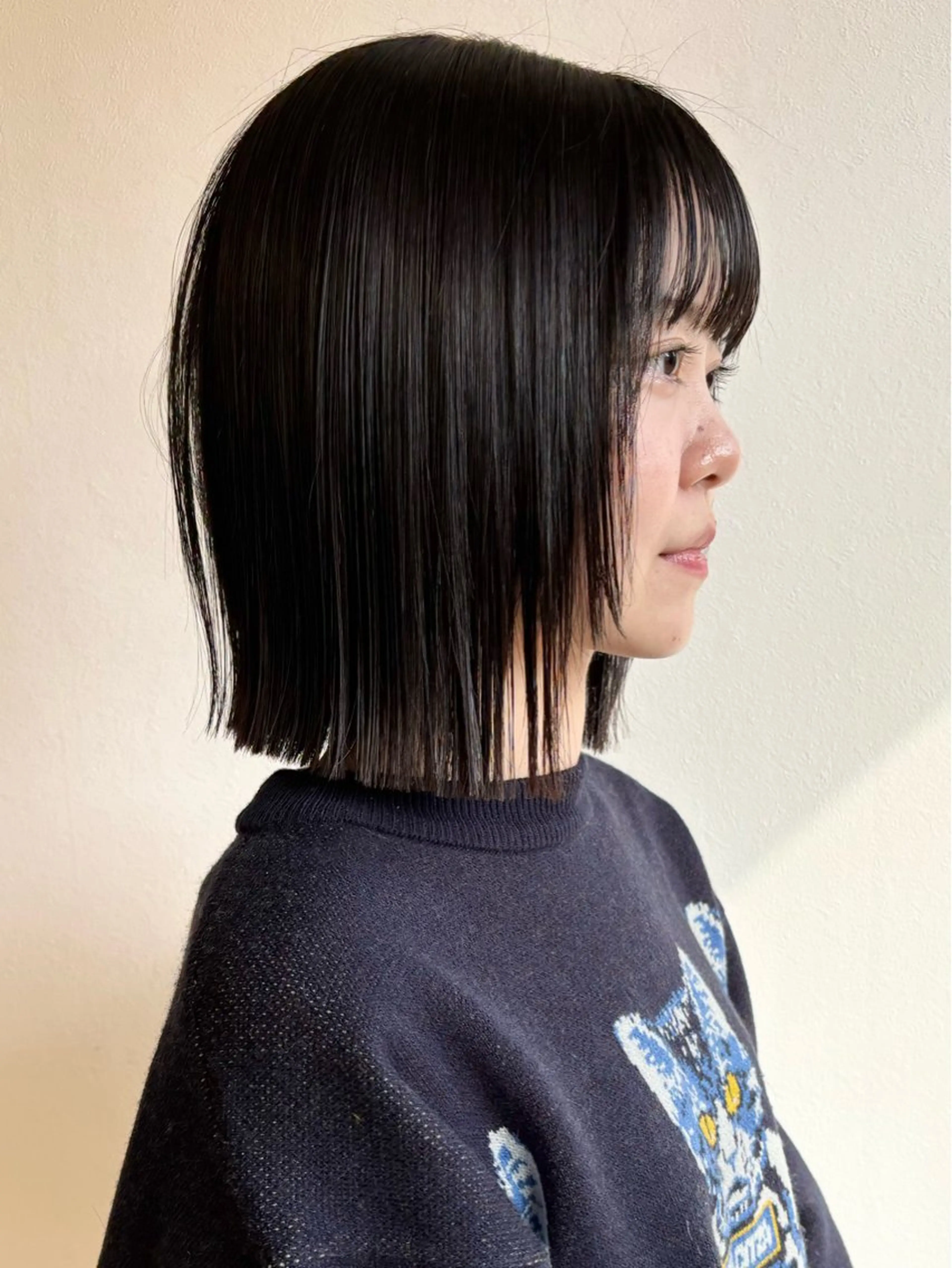 ミディアム ボブ トリートメント 酸熱トリートメント 石山 /切りっぱなしボブのヘアスタイル