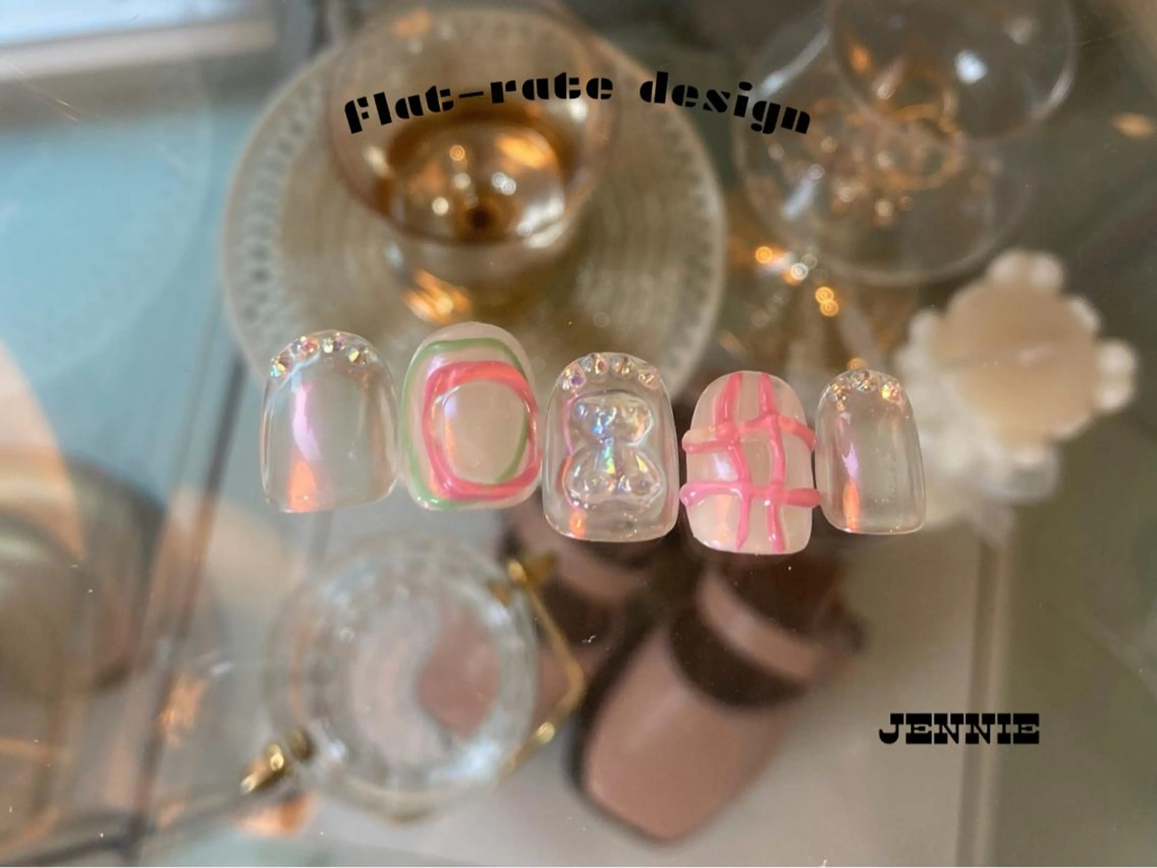 ネイル ガーリー 韓国ネイル ワンホンネイル ハンドネイル nail salon JENNIEのネイルデザイン