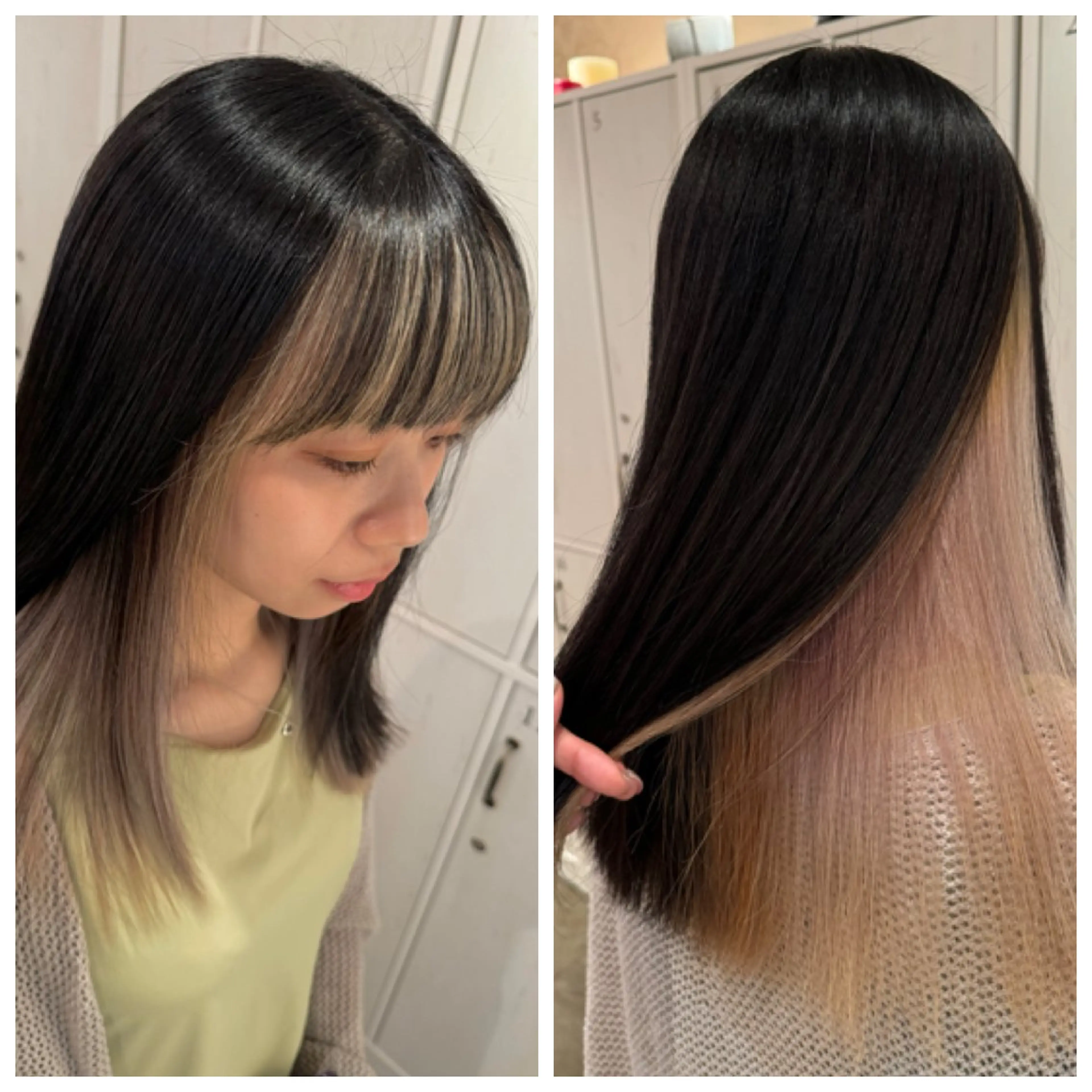 ロング カラー ベージュカラー インナーカラー ホワイトベージュ カット ヘアカラー トリートメント ハイライト/インナー /ブリーチ/レイヤーのヘアスタイル