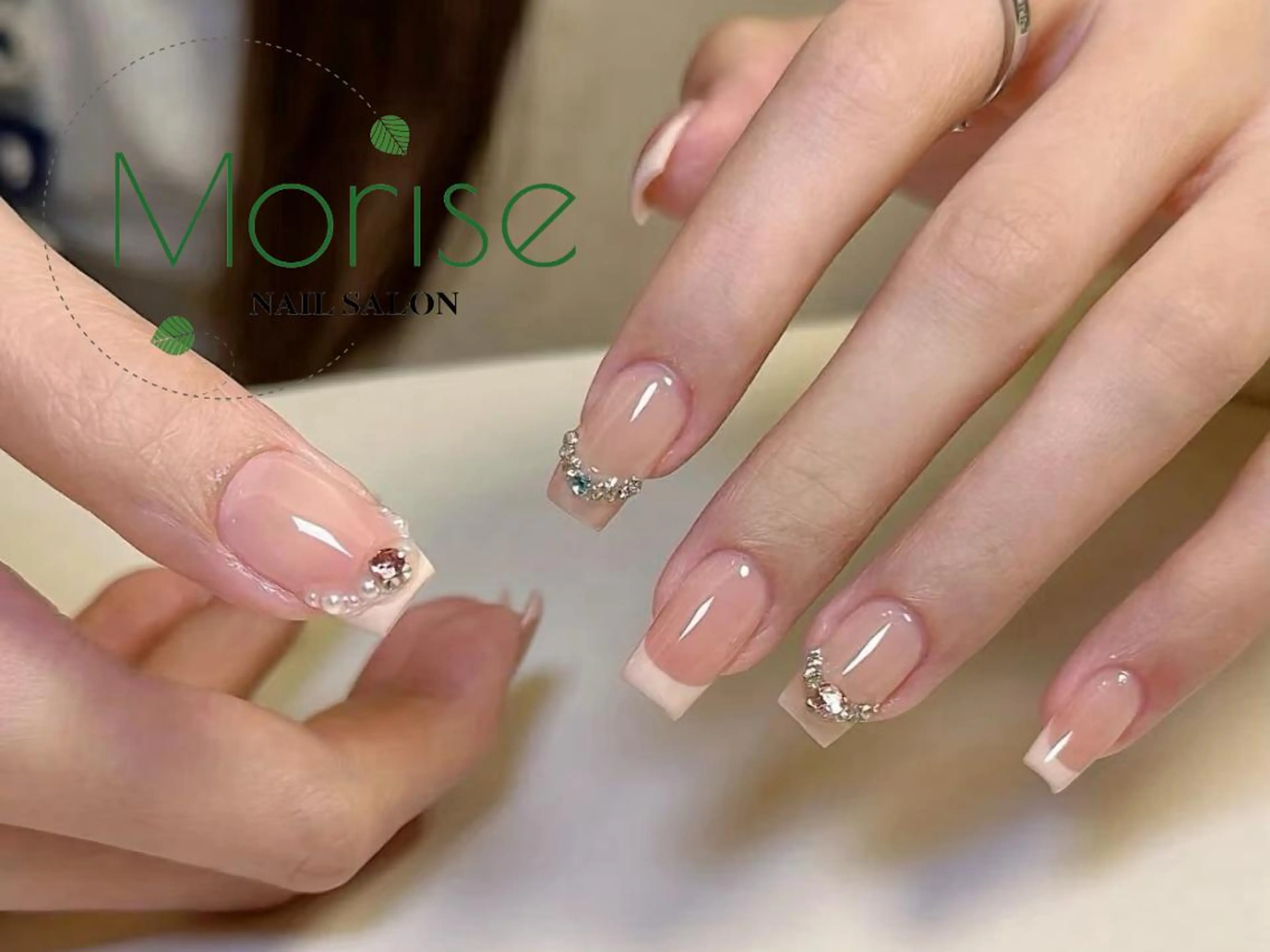 ネイル 長さ出し フレンチネイル ジェルネイル ガラスフレンチ 韓国ネイル MoriseNail Jr研修💜イシダのネイルデザイン