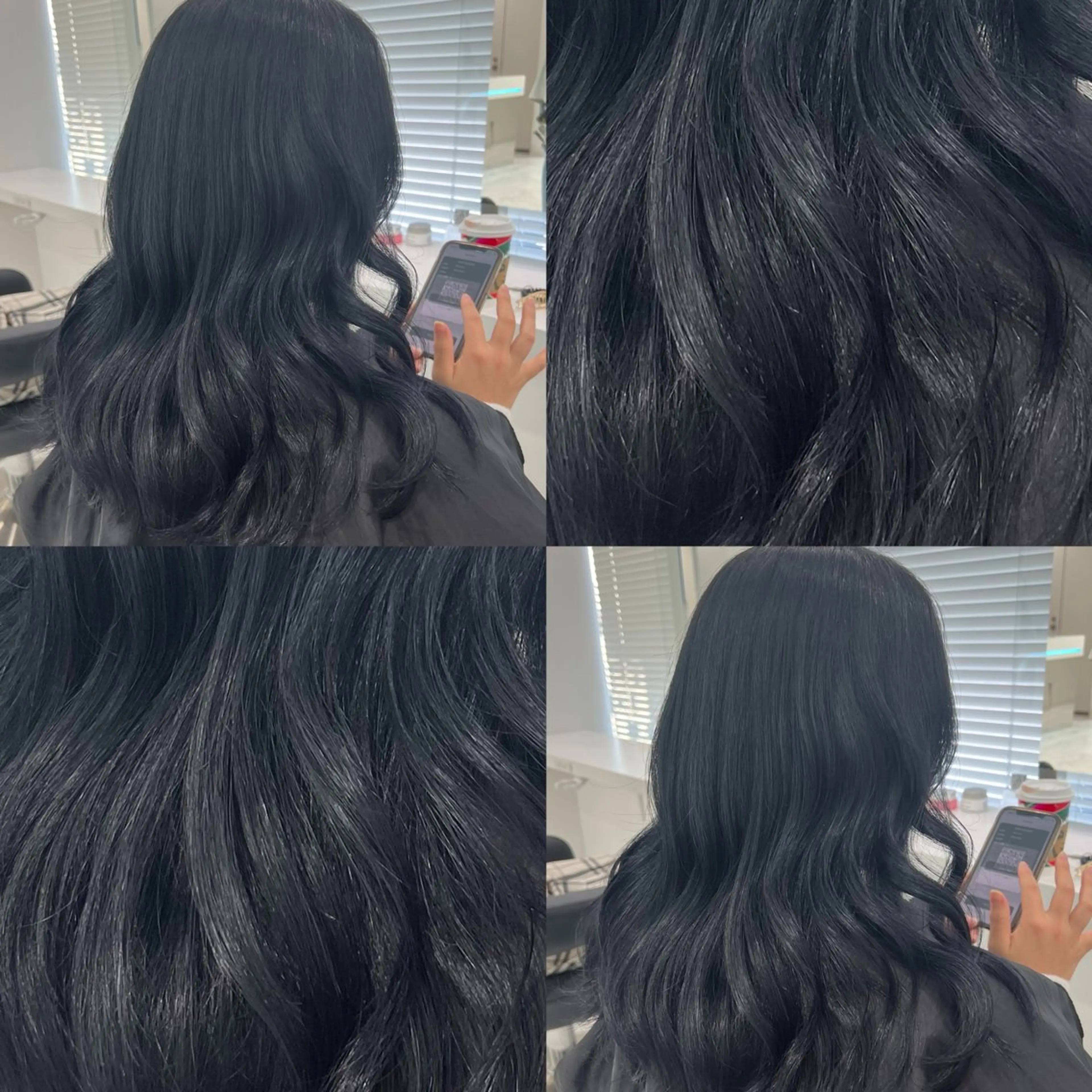 ロング カラー 黒髪 ブルーカラー ブルーブラック 髪質改善 韓国風ヘア カット ヘアカラー トリートメント ヘッドスパ ヘアセット ブリーチなし特化 美容師💖SAE💖のヘアスタイル