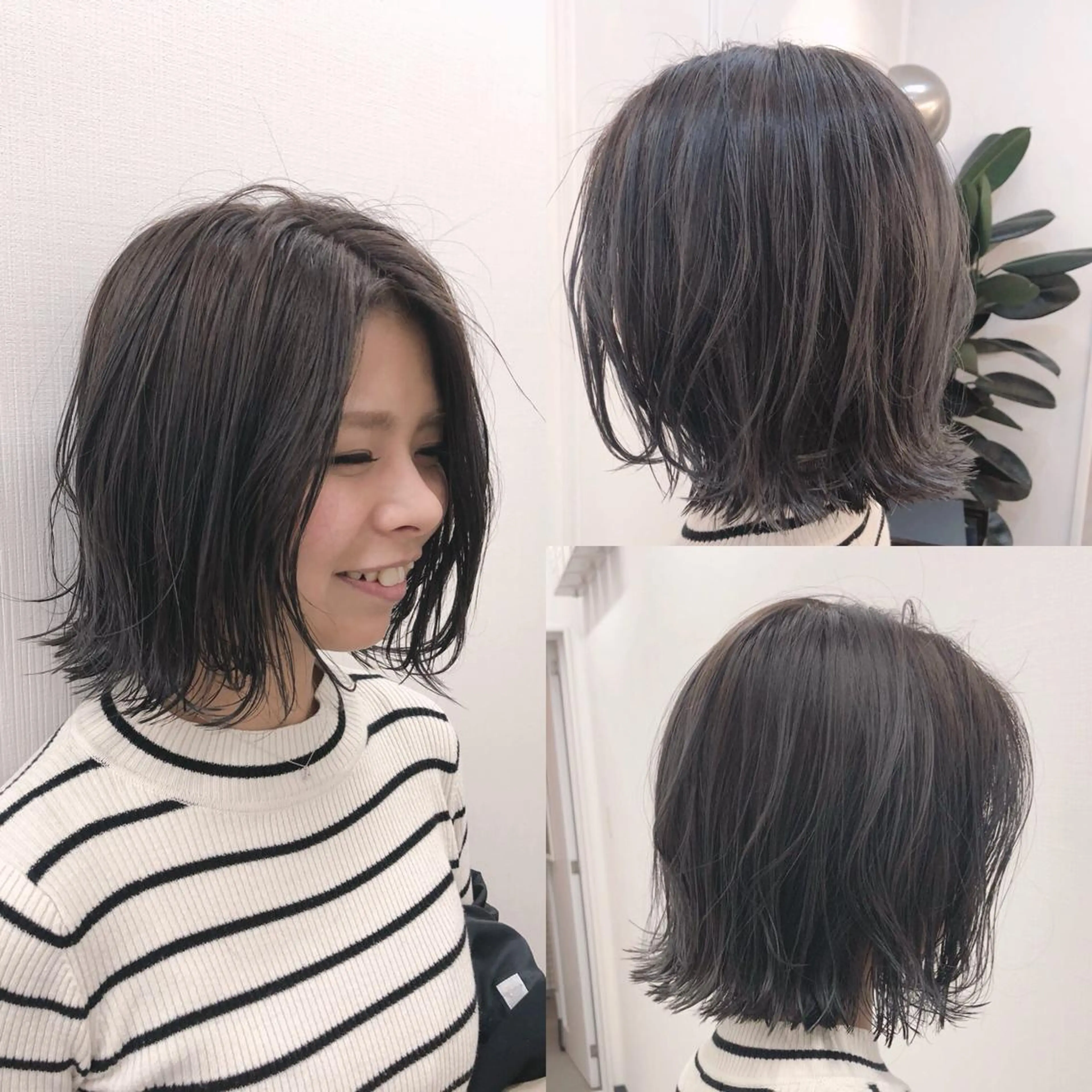 ミディアム ヘアアレンジ 切りっぱなしボブ アッシュ ボブ カット トリートメント 清水 秀幸のヘアスタイル