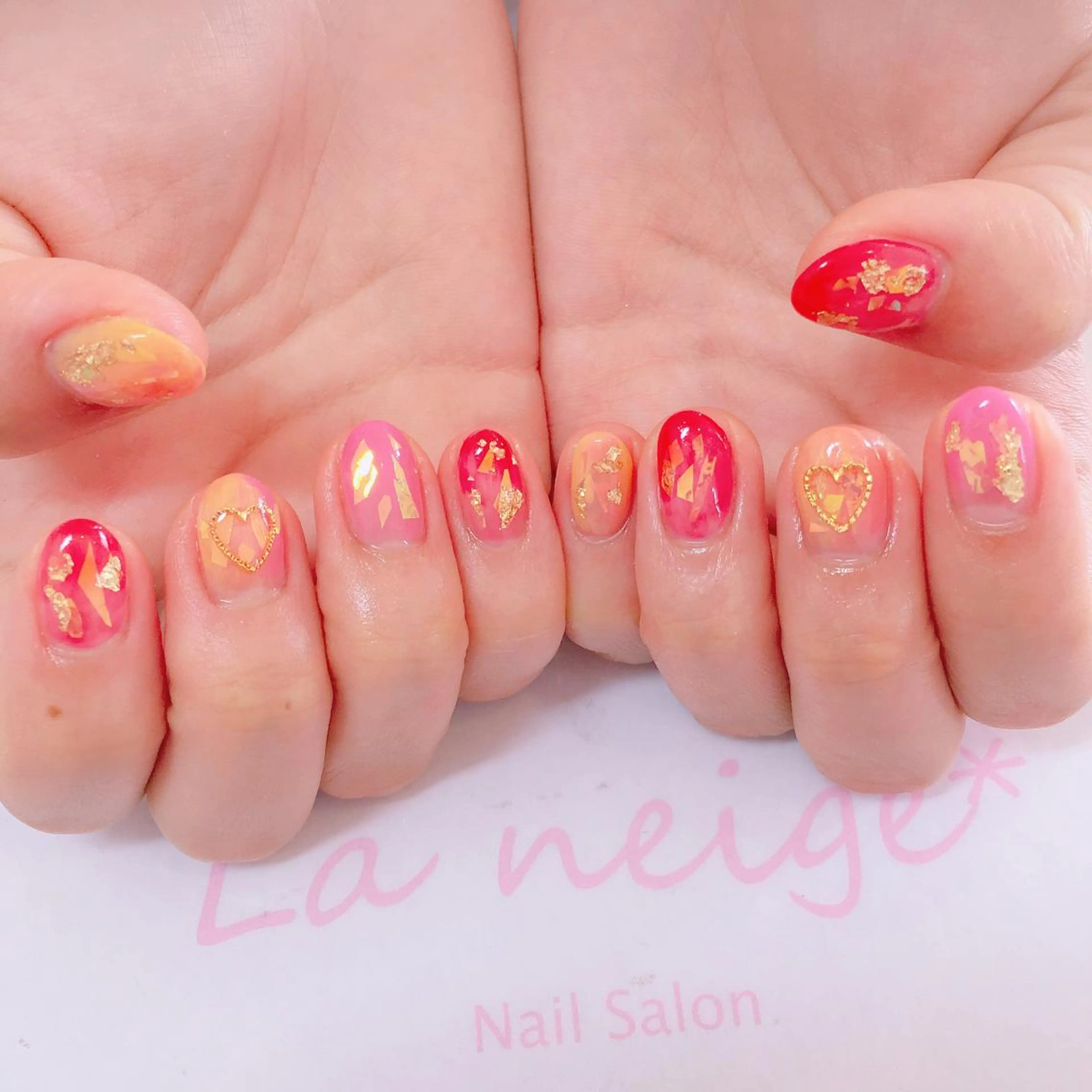 ネイル ハート La neige* yuki 🐩🌙のネイルデザイン