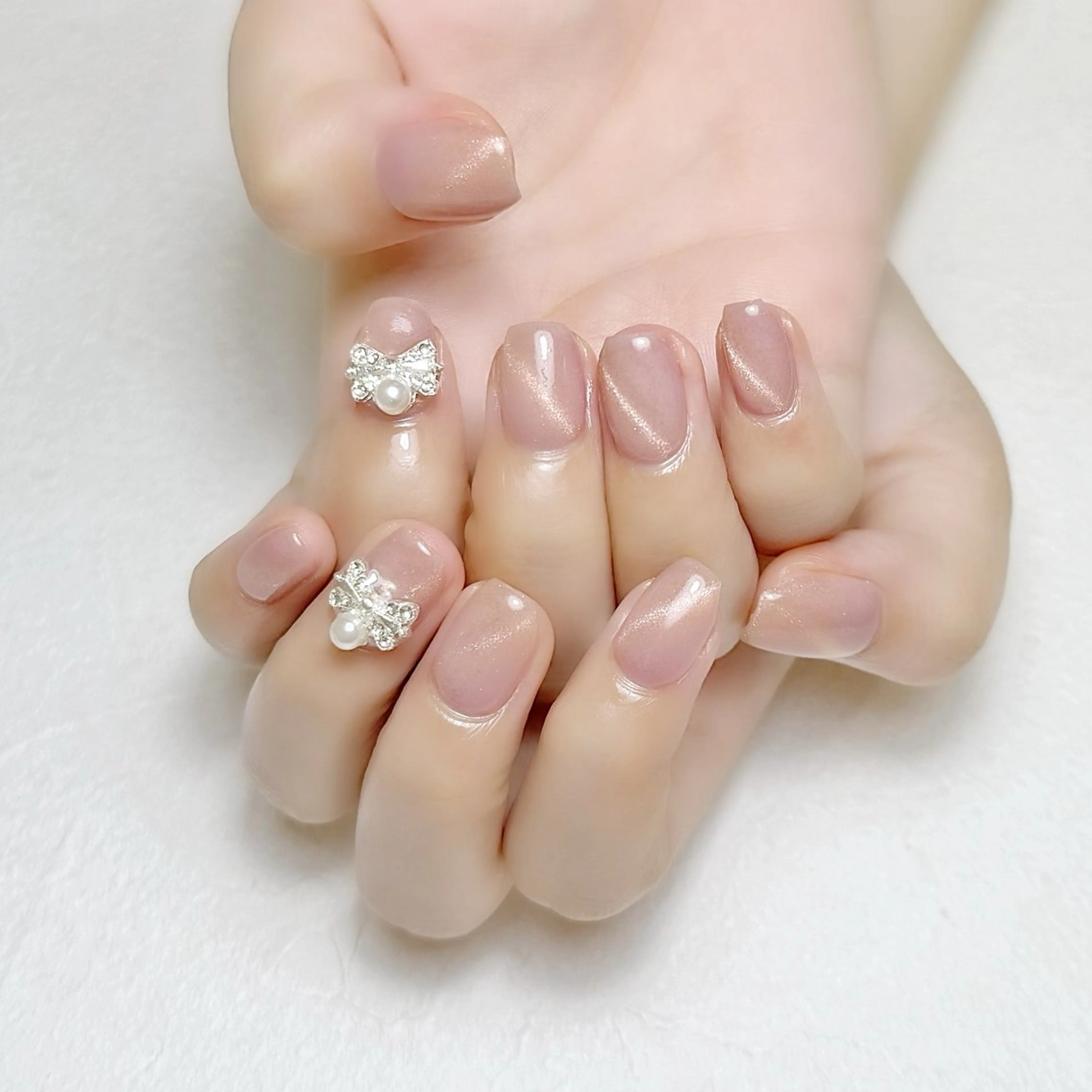 ネイル マグネットネイル オフィスネイル リボン 夏ネイル rouse nail RISATOのネイルデザイン