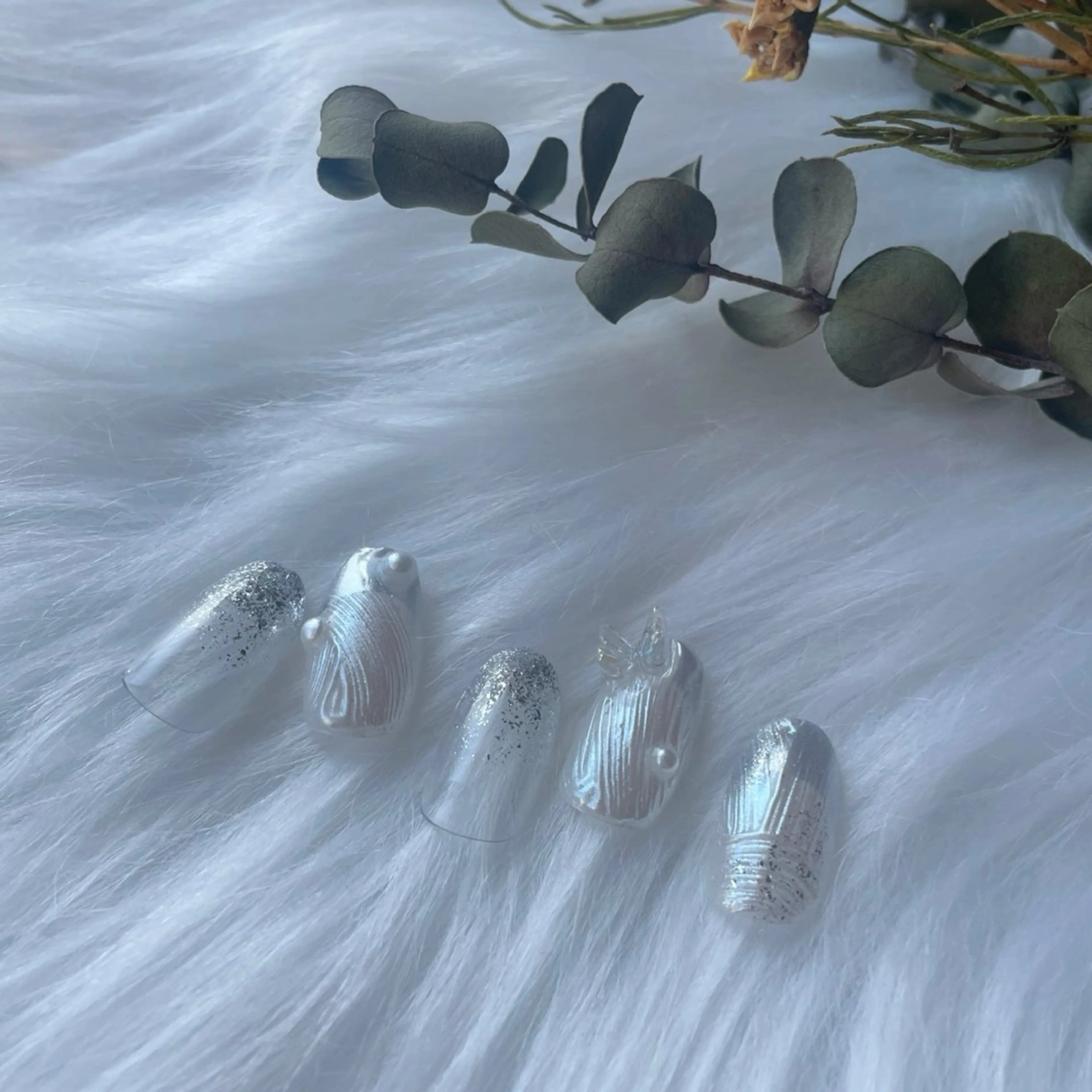 ネイル ブルー フレンチネイル キラキラネイル マグネットネイル ニュアンスネイル ハンドネイル timtam --sakiのネイルデザイン