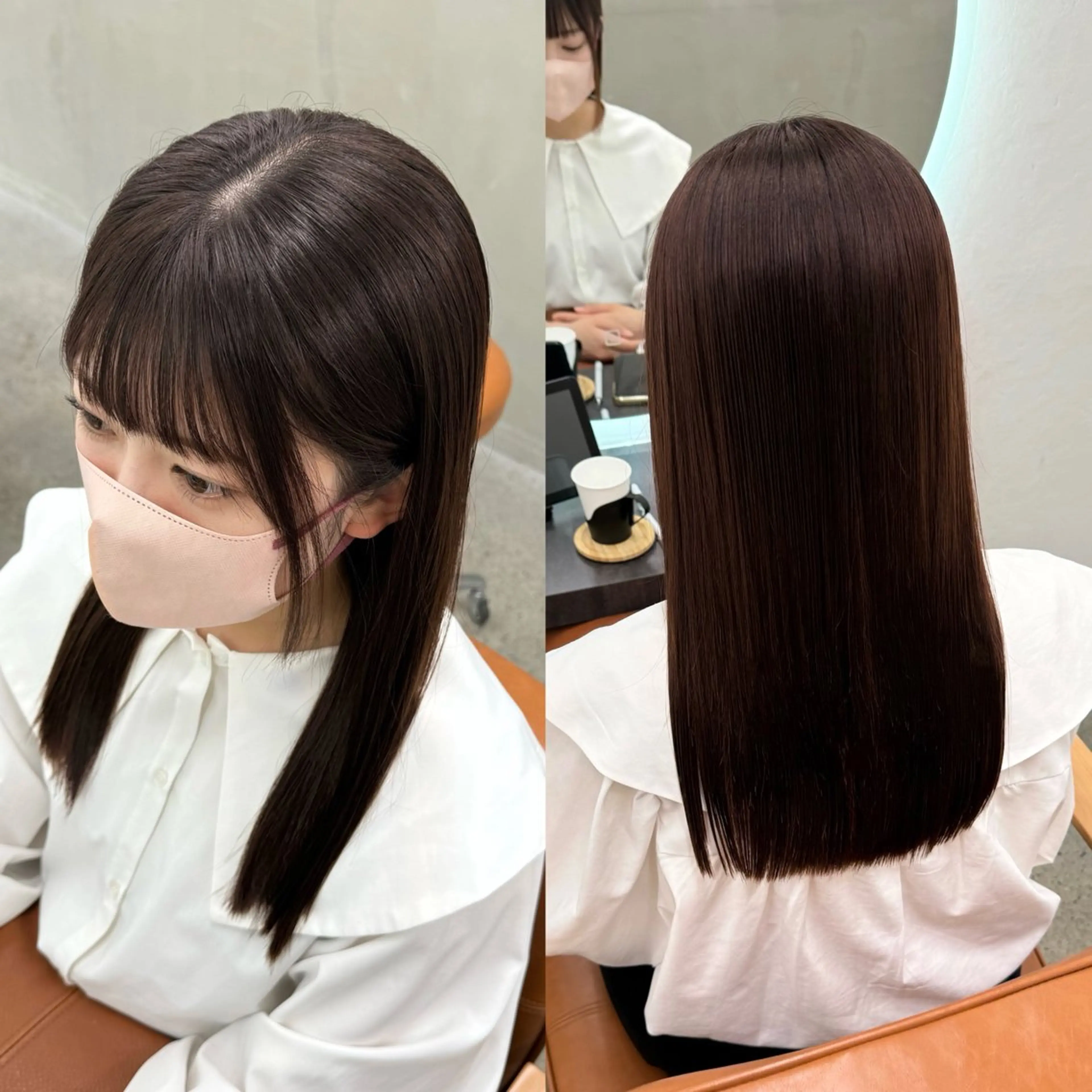 【人気メニュー✨】前髪縮毛矯正+艶髪カラー🥣🫧 +メンテナンスカット《ご新規様🉐》marbb付の写真