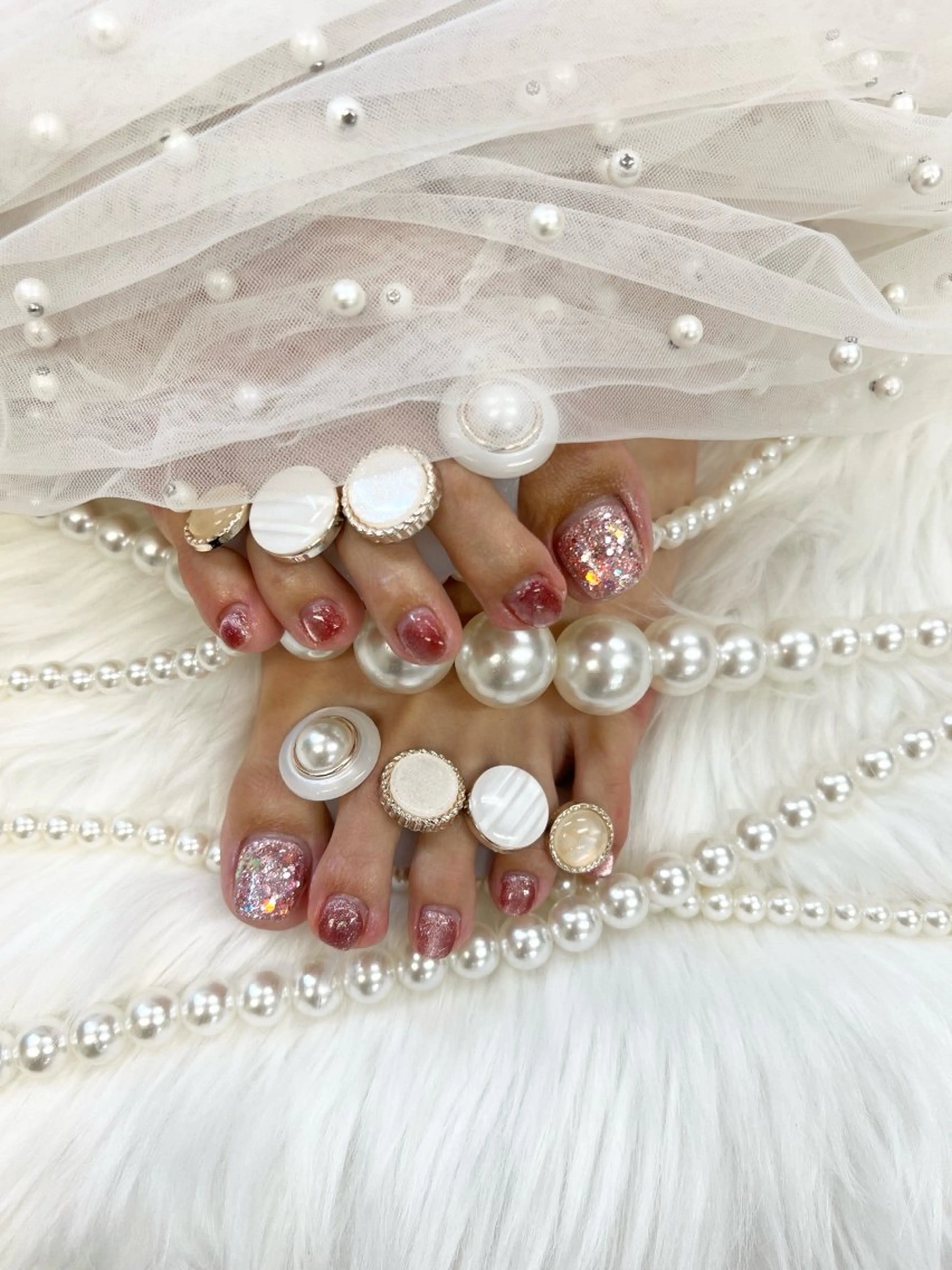 ネイル フレンチネイル ジェルネイル ガラスフレンチ 韓国ネイル マグネットネイル Queeens nailのネイルデザイン