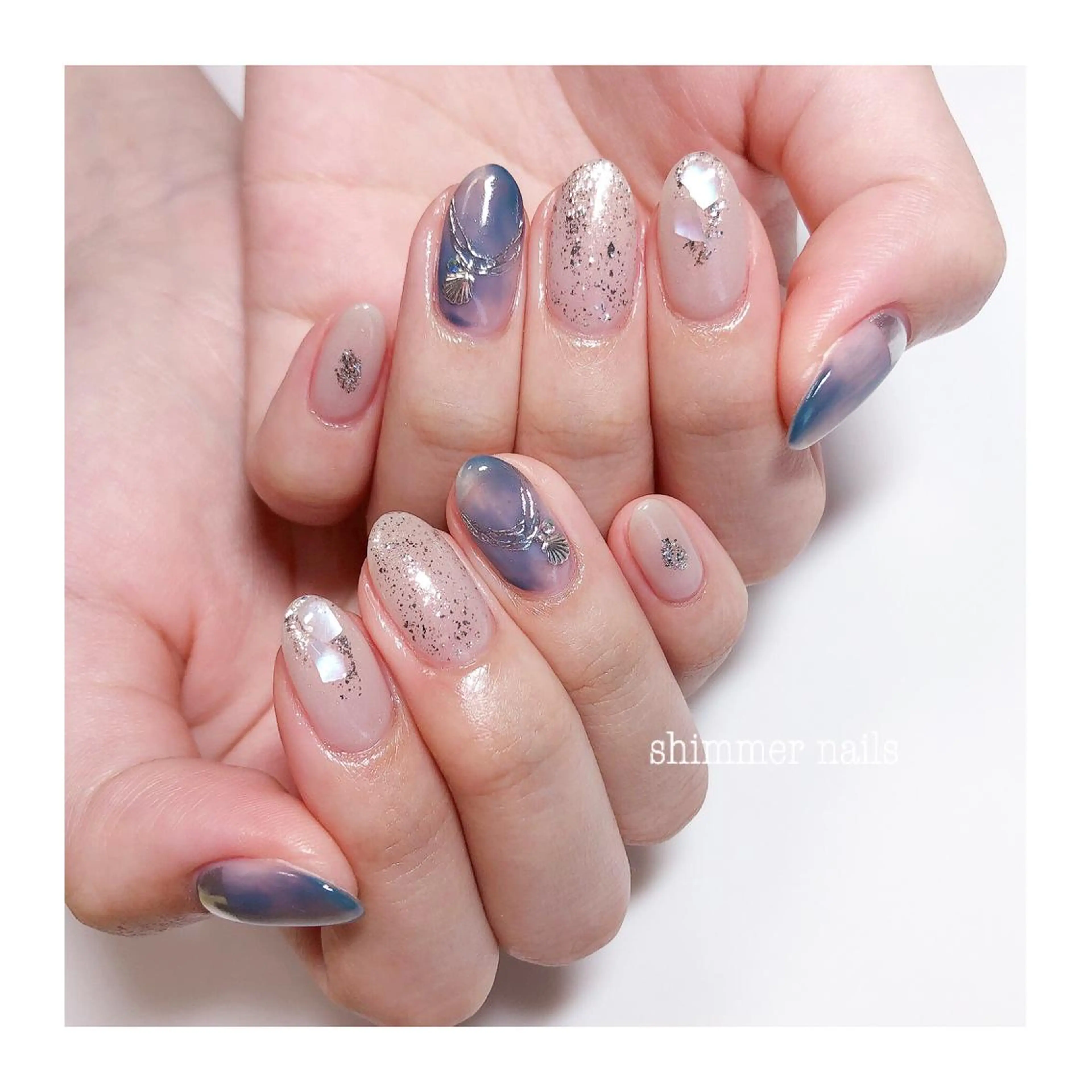 ネイル ブルー 夏ネイル shimmer nailsのネイルデザイン