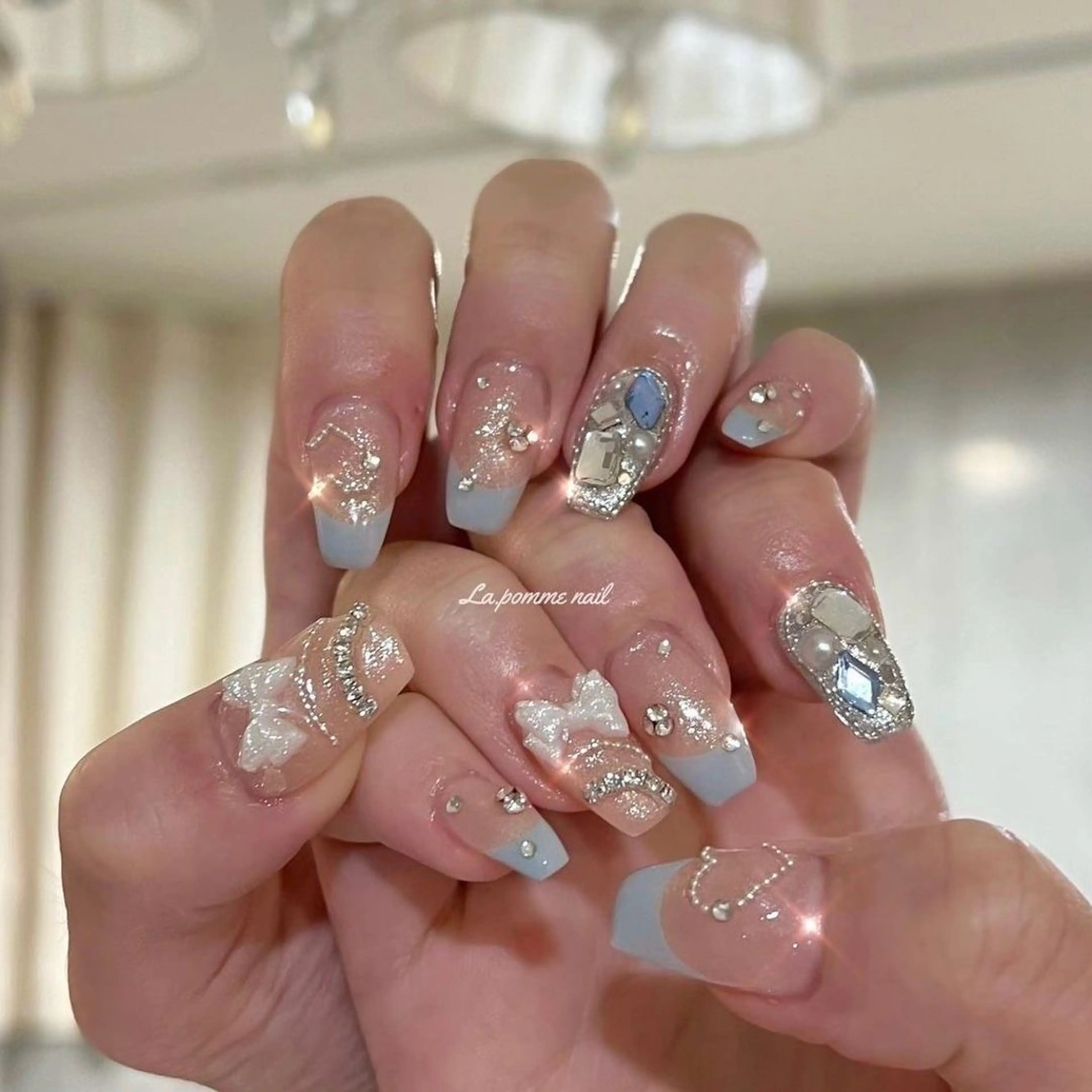 ネイル マグネットネイル ピンク ネイルチップ 冬ネイル Lee Nailsのネイルデザイン