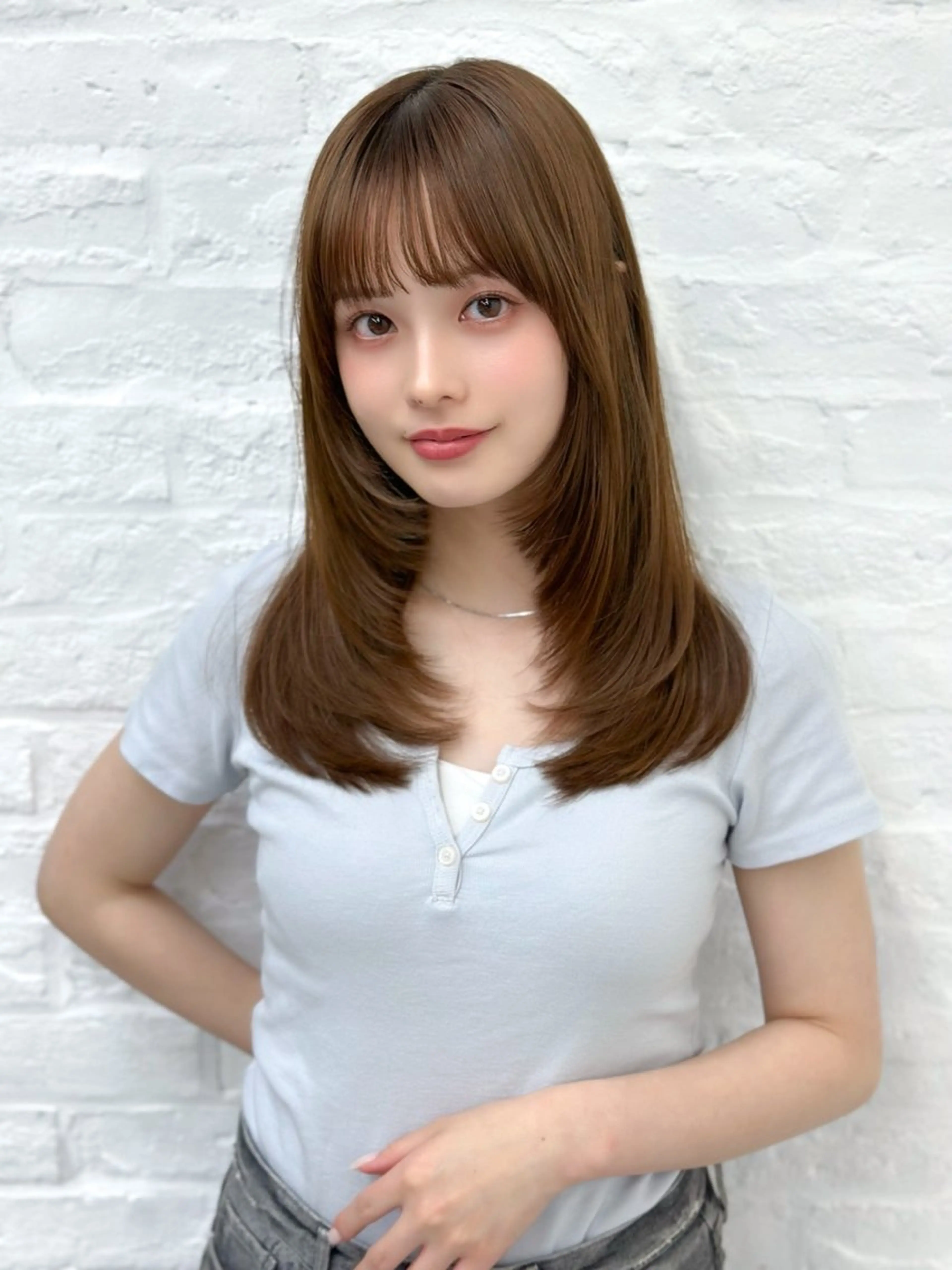 セミロング 縮毛矯正 トリートメント 前髪顔まわりカット 🌈中村海聖のヘアスタイル