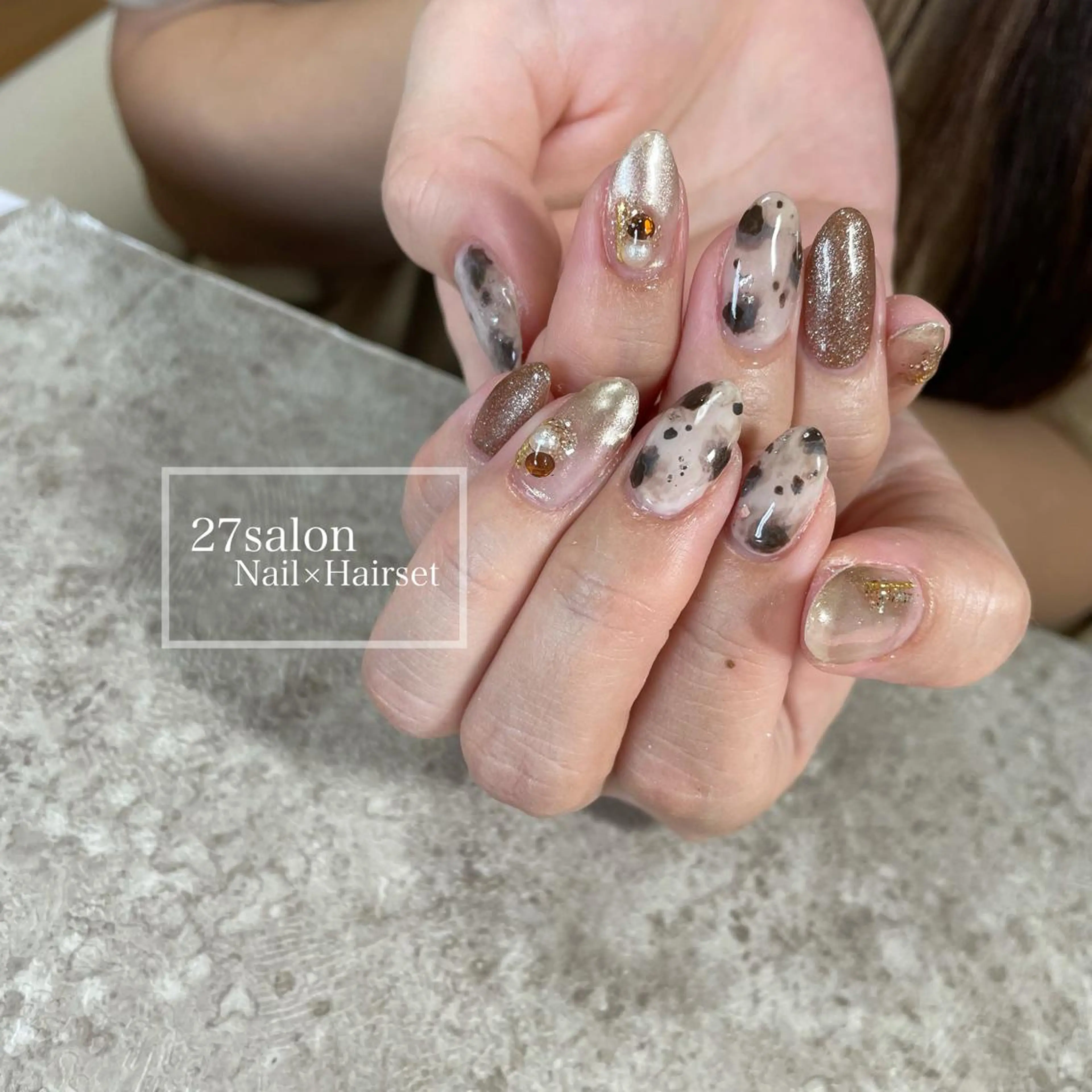 ネイル アニマル柄 ラメ(グリッター) 27salon yuinaのネイルデザイン