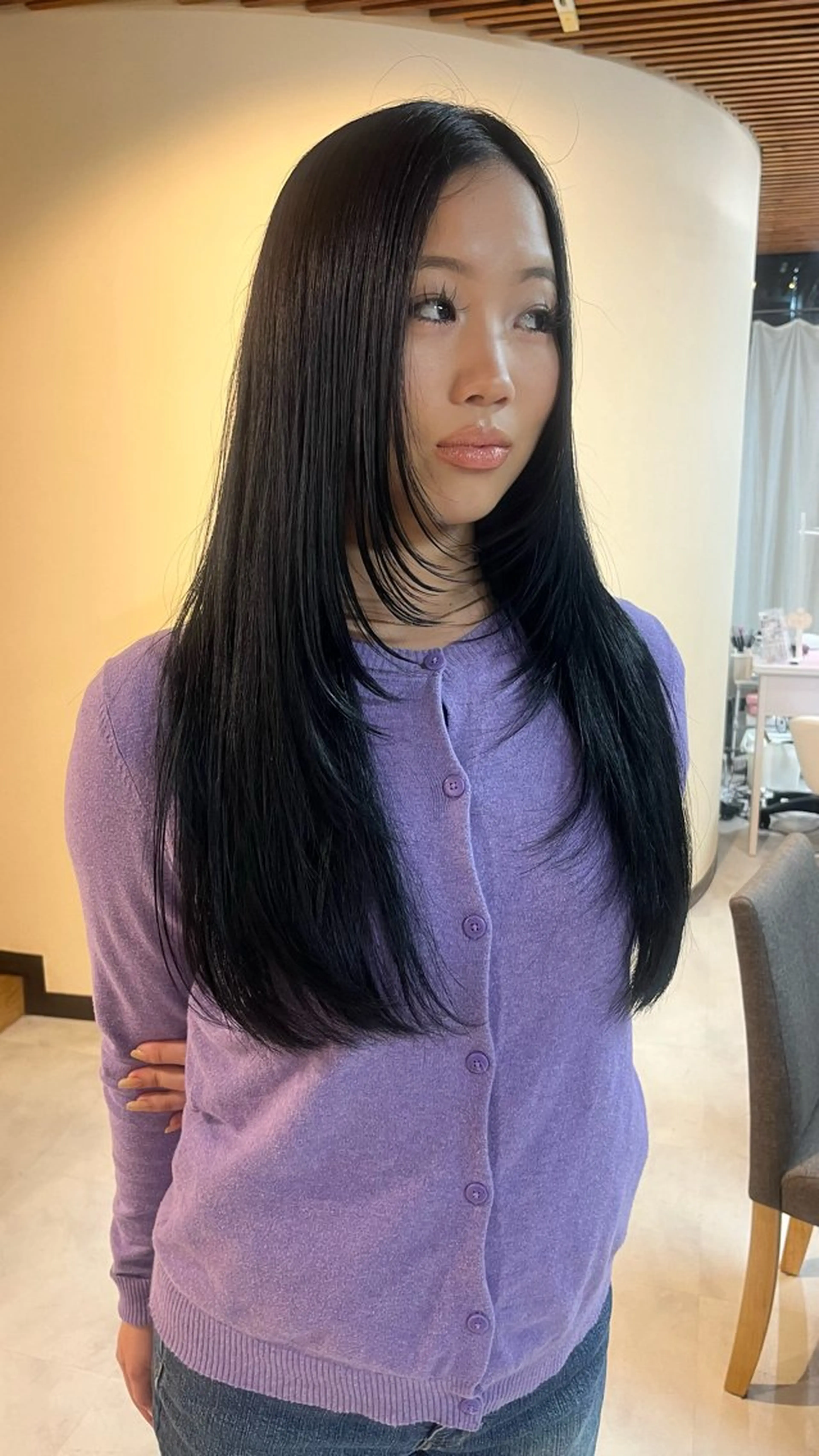 ロング 顔周りカット 韓国風ヘア レイヤーカット カット 竹井俊介/白髪ぼかし /ハイトーンのヘアスタイル