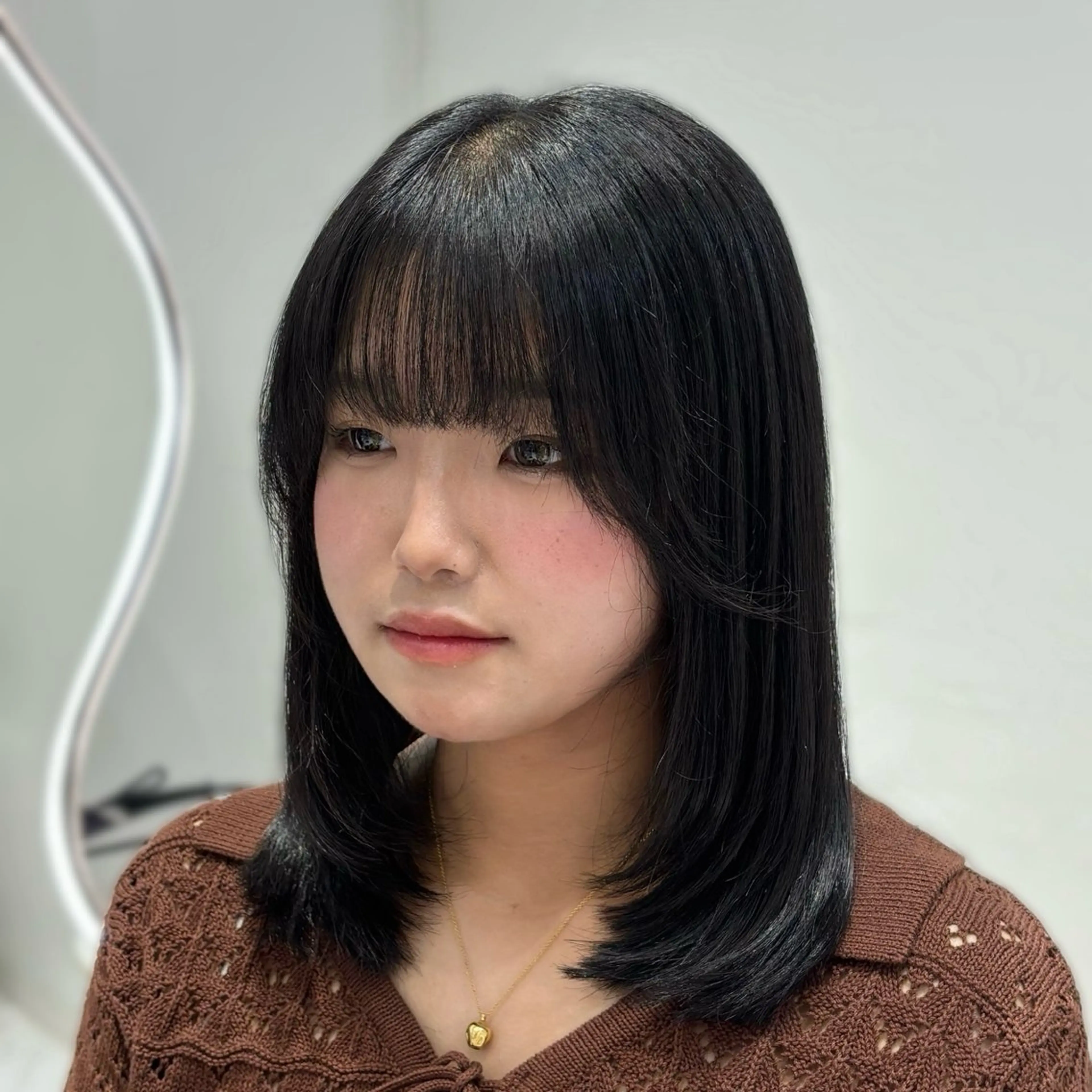 ミディアム 韓国風ヘア レイヤーカット ローレイヤー 後藤 瑠菜のヘアスタイル